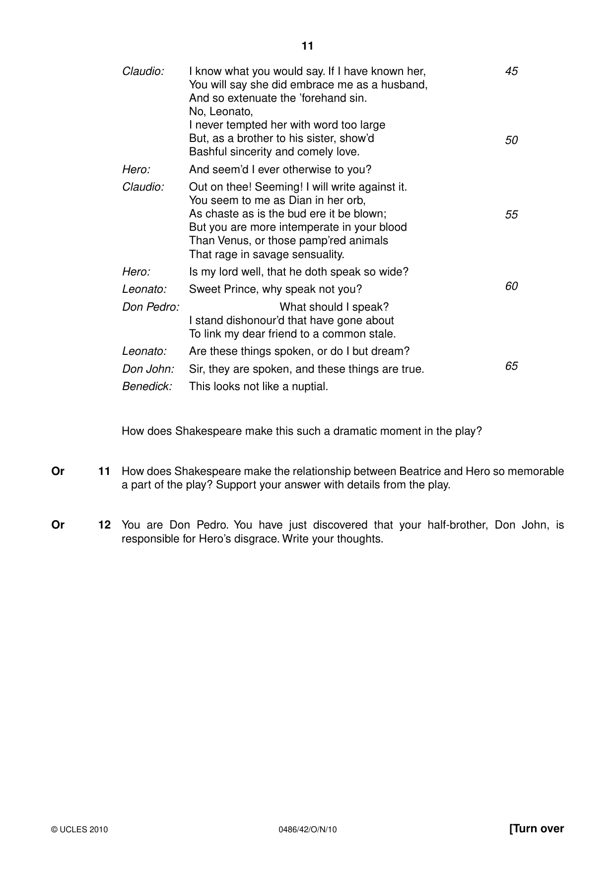 Cambridge IGCSE English - Literature 0486 2010 Oct/Nov Paper 4 · Variant 2 question paper, page 11 of 32