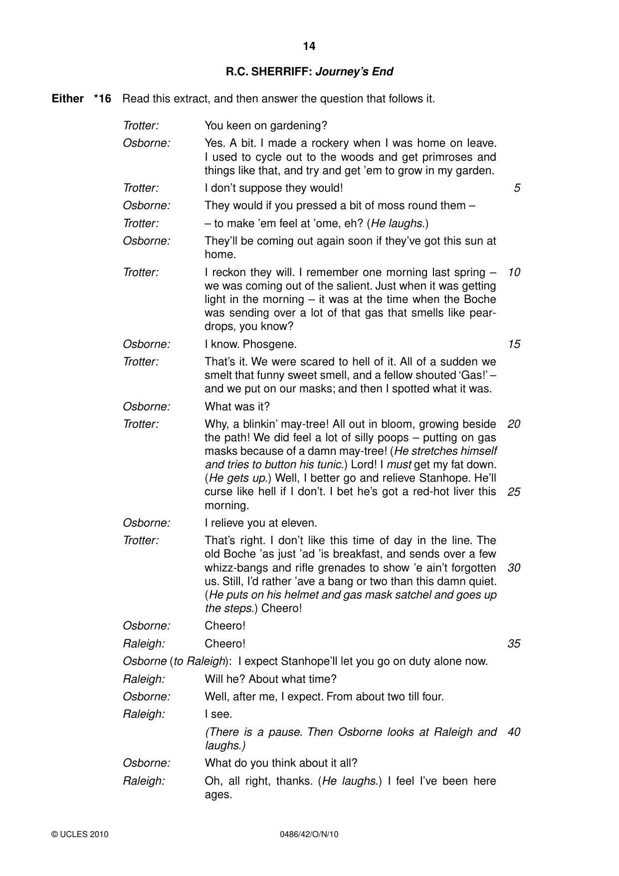 Cambridge IGCSE English - Literature 0486 2010 Oct/Nov Paper 4 · Variant 2 question paper, page 14 of 32