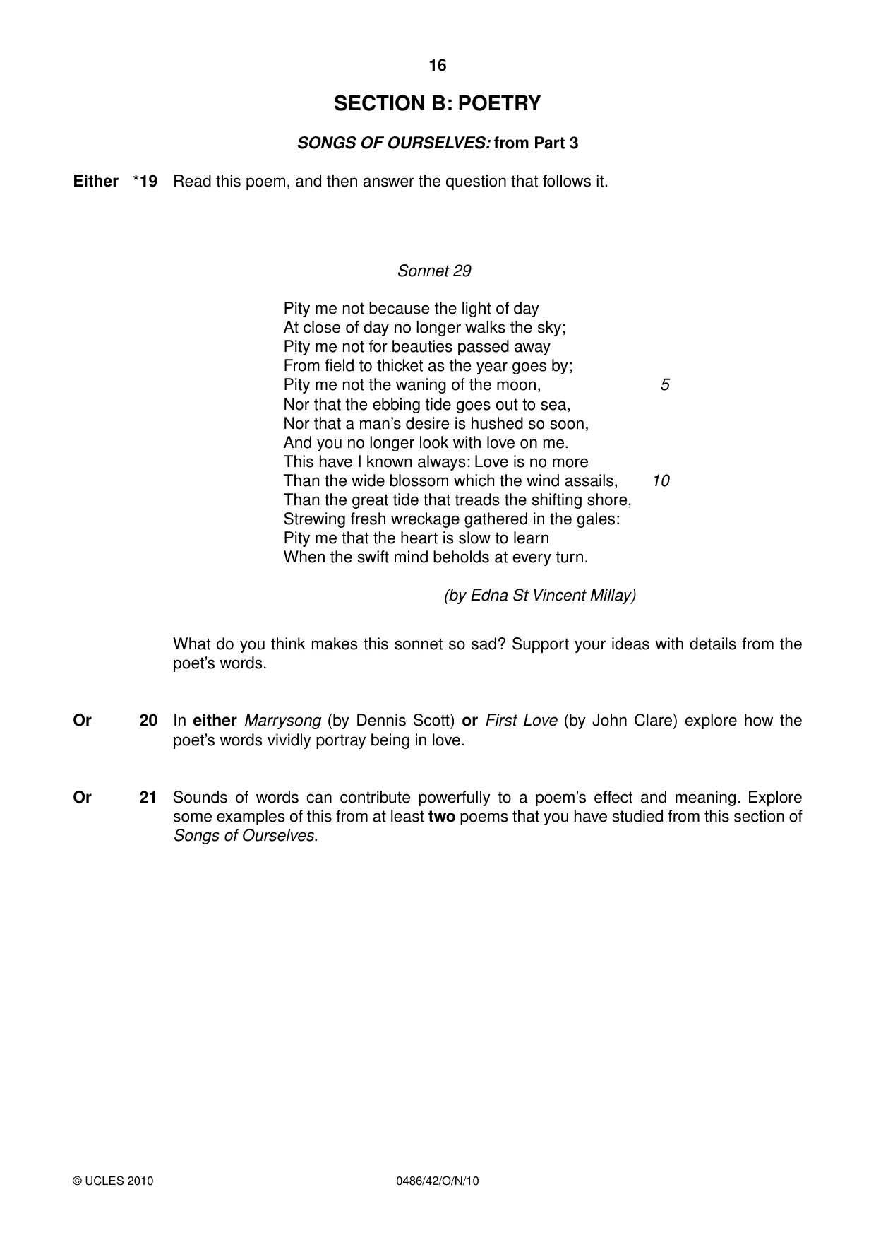 Cambridge IGCSE English - Literature 0486 2010 Oct/Nov Paper 4 · Variant 2 question paper, page 16 of 32