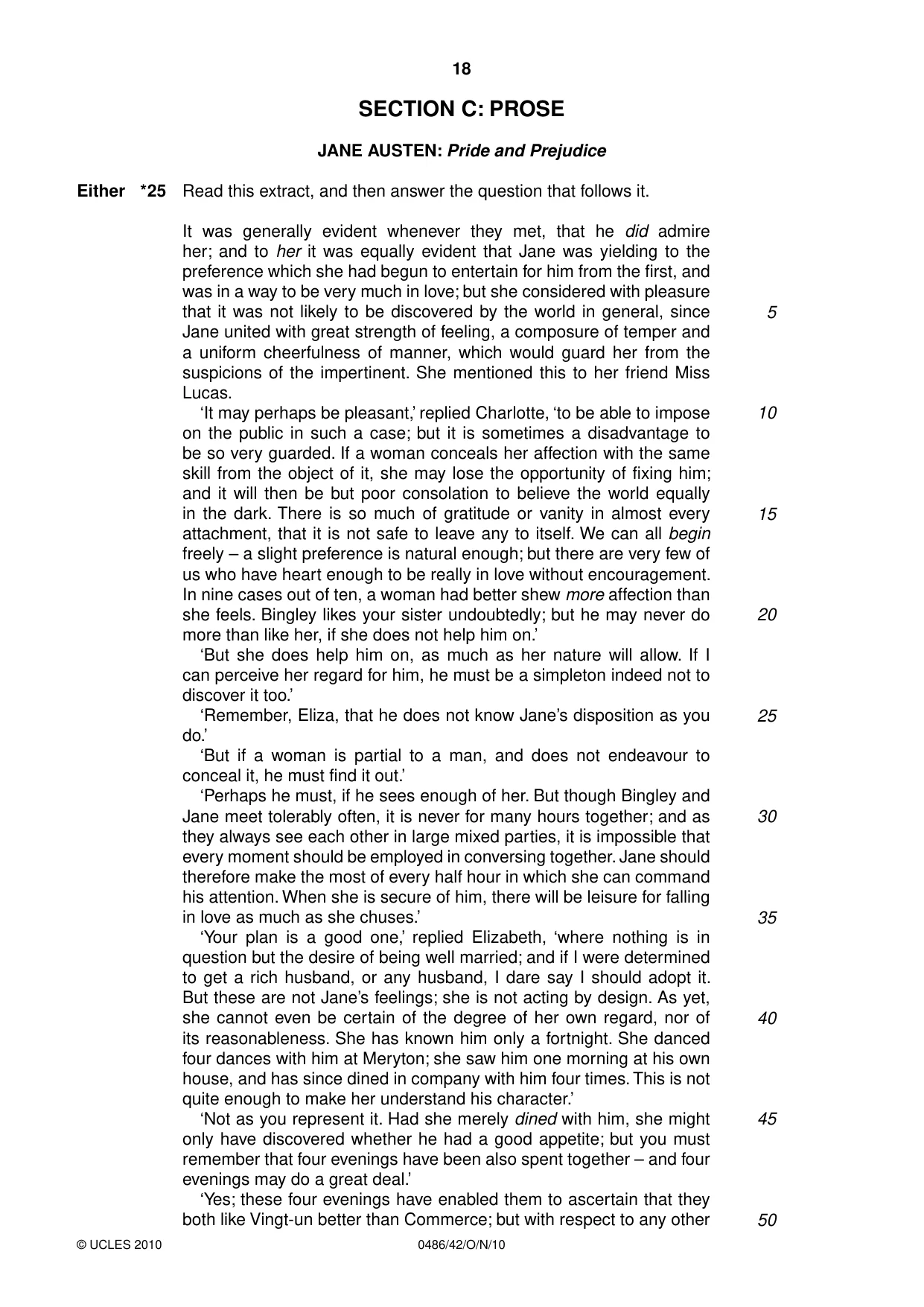 Cambridge IGCSE English - Literature 0486 2010 Oct/Nov Paper 4 · Variant 2 question paper, page 18 of 32