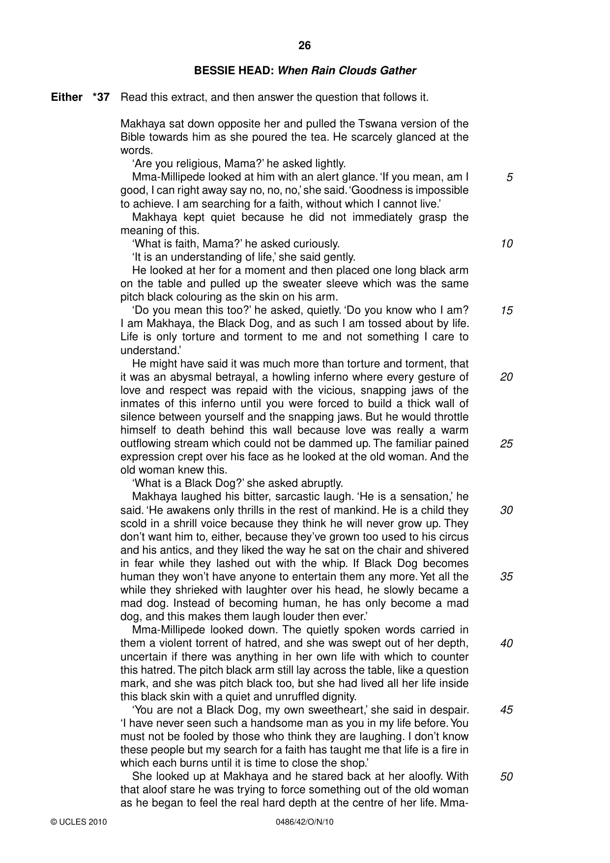 Cambridge IGCSE English - Literature 0486 2010 Oct/Nov Paper 4 · Variant 2 question paper, page 26 of 32