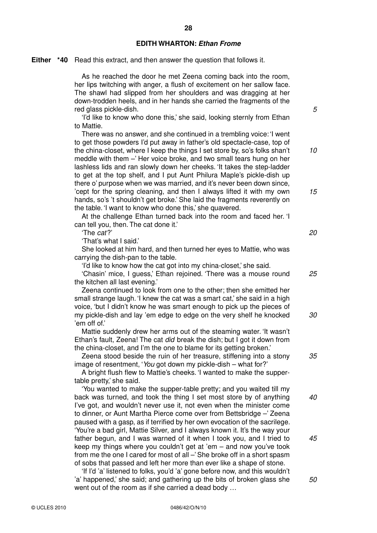 Cambridge IGCSE English - Literature 0486 2010 Oct/Nov Paper 4 · Variant 2 question paper, page 28 of 32