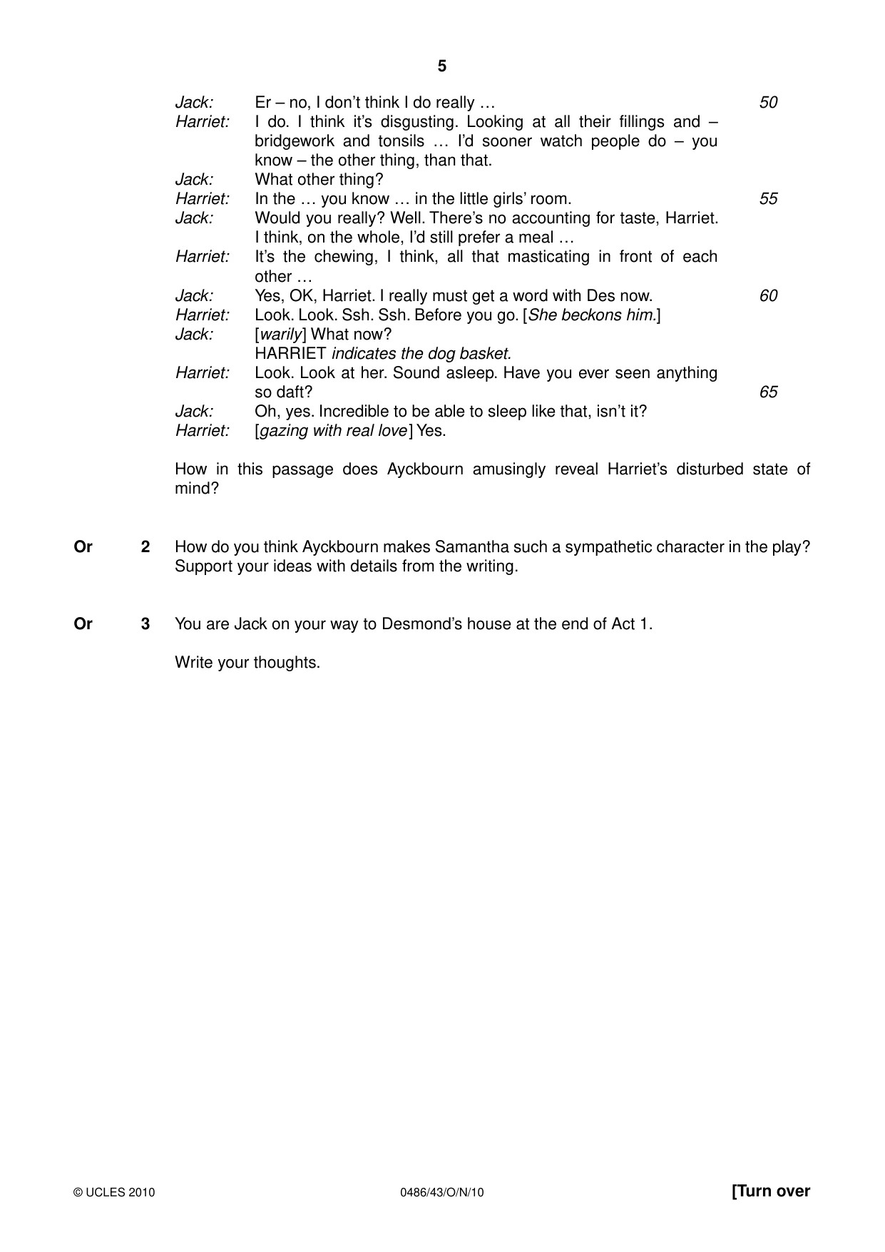 Cambridge IGCSE English - Literature 0486 2010 Oct/Nov Paper 4 · Variant 3 question paper, page 5 of 32