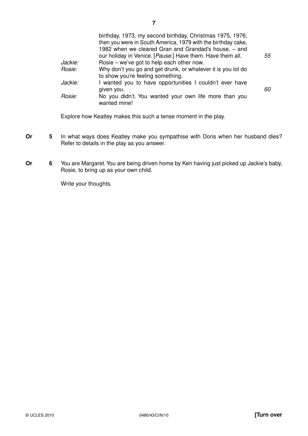 Cambridge IGCSE English - Literature 0486 2010 Oct/Nov Paper 4 · Variant 3 question paper, page 7 of 32