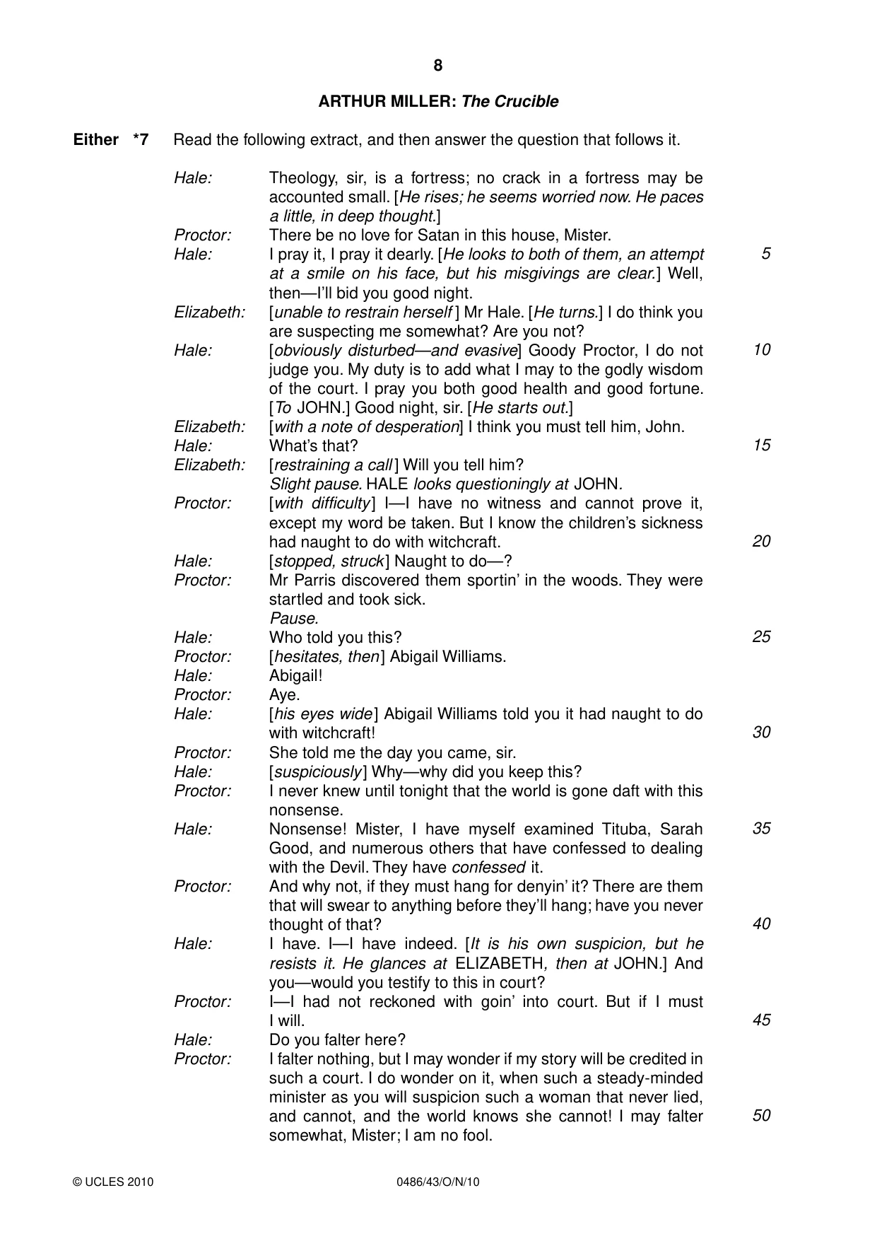 Cambridge IGCSE English - Literature 0486 2010 Oct/Nov Paper 4 · Variant 3 question paper, page 8 of 32