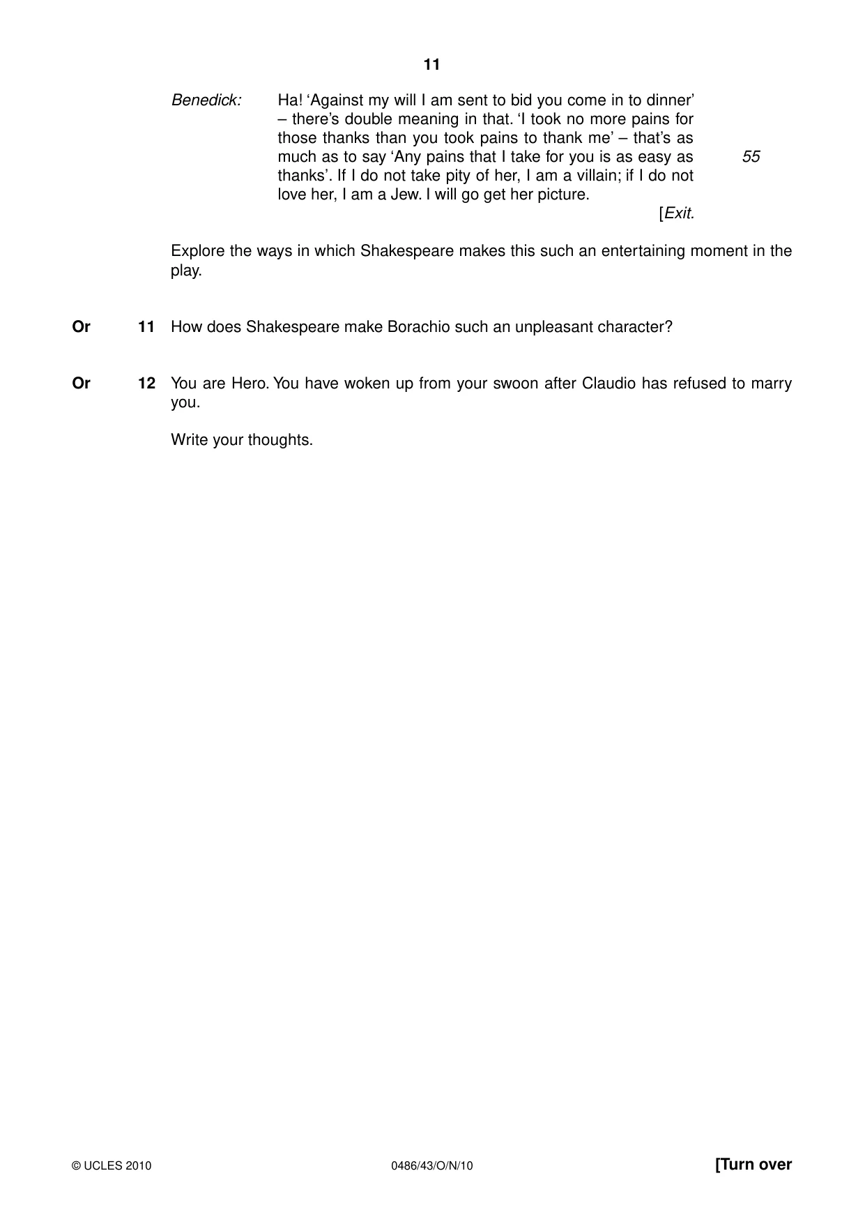 Cambridge IGCSE English - Literature 0486 2010 Oct/Nov Paper 4 · Variant 3 question paper, page 11 of 32