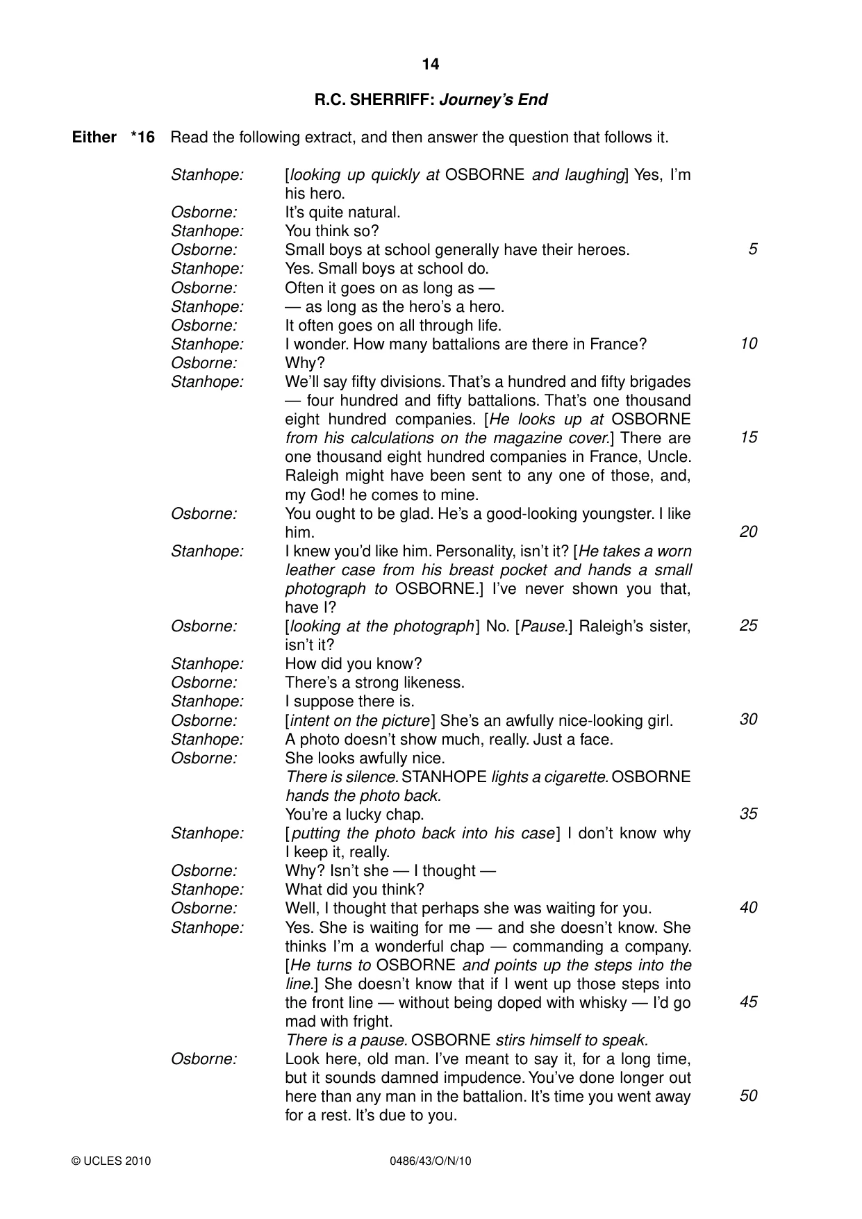 Cambridge IGCSE English - Literature 0486 2010 Oct/Nov Paper 4 · Variant 3 question paper, page 14 of 32