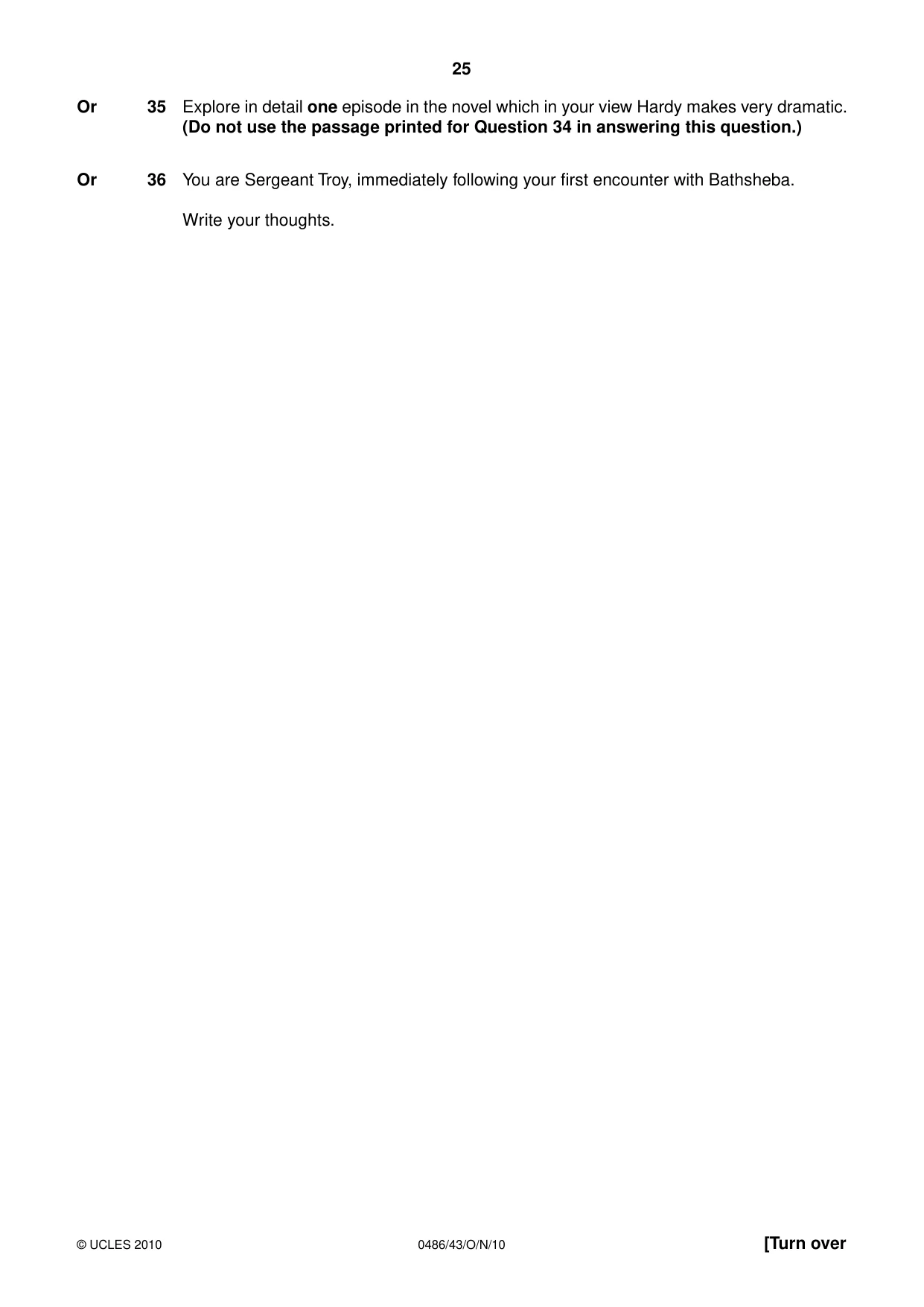 Cambridge IGCSE English - Literature 0486 2010 Oct/Nov Paper 4 · Variant 3 question paper, page 25 of 32