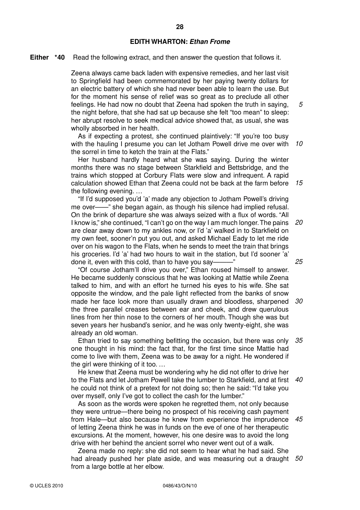 Cambridge IGCSE English - Literature 0486 2010 Oct/Nov Paper 4 · Variant 3 question paper, page 28 of 32