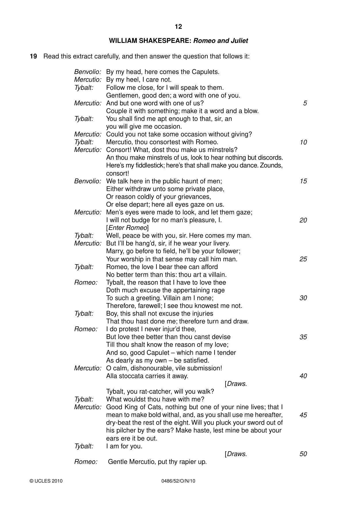 Cambridge IGCSE English - Literature 0486 2010 Oct/Nov Paper 5 · Variant 2 question paper, page 12 of 16
