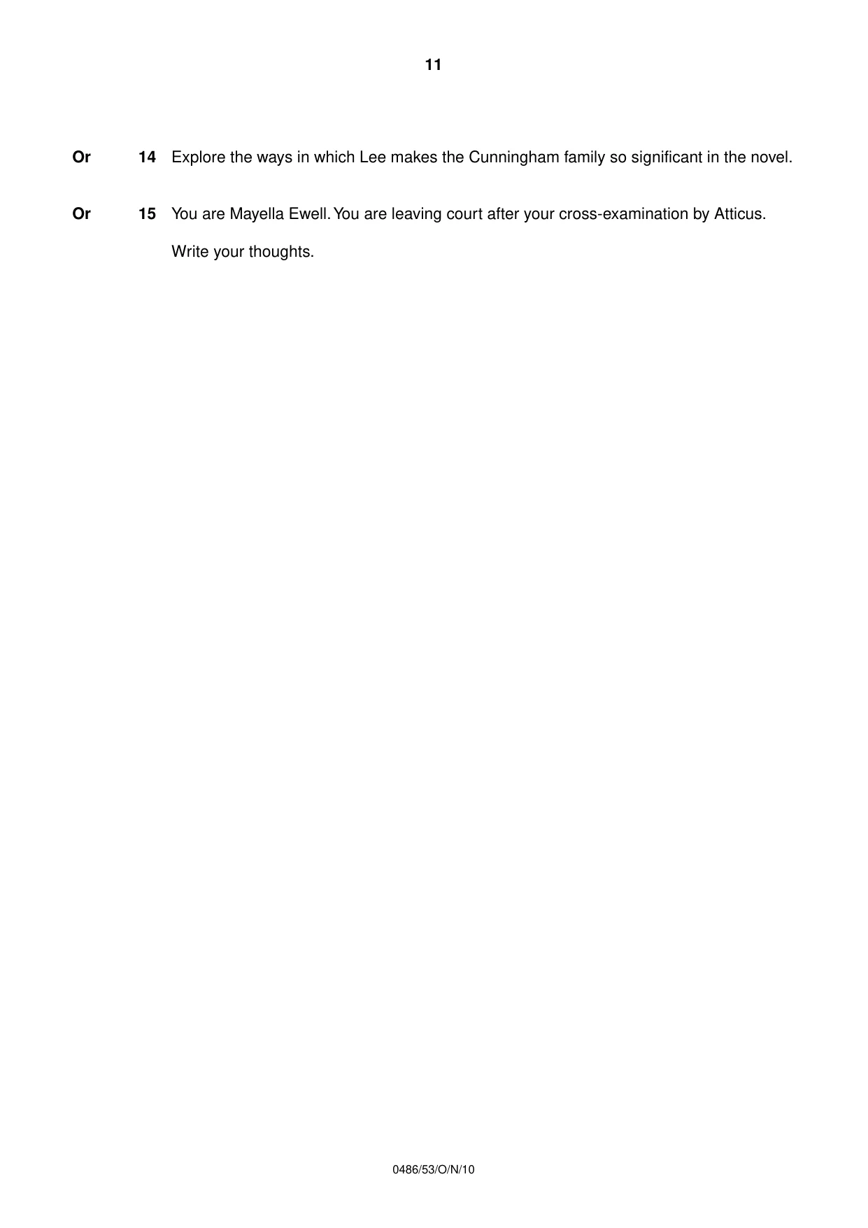 Cambridge IGCSE English - Literature 0486 2010 Oct/Nov Paper 5 · Variant 3 question paper, page 11 of 16