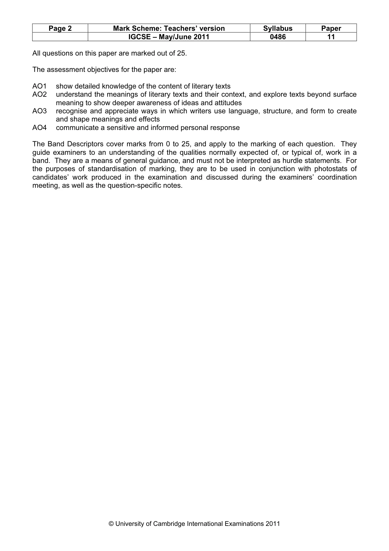 Mark scheme, page 2 of 3