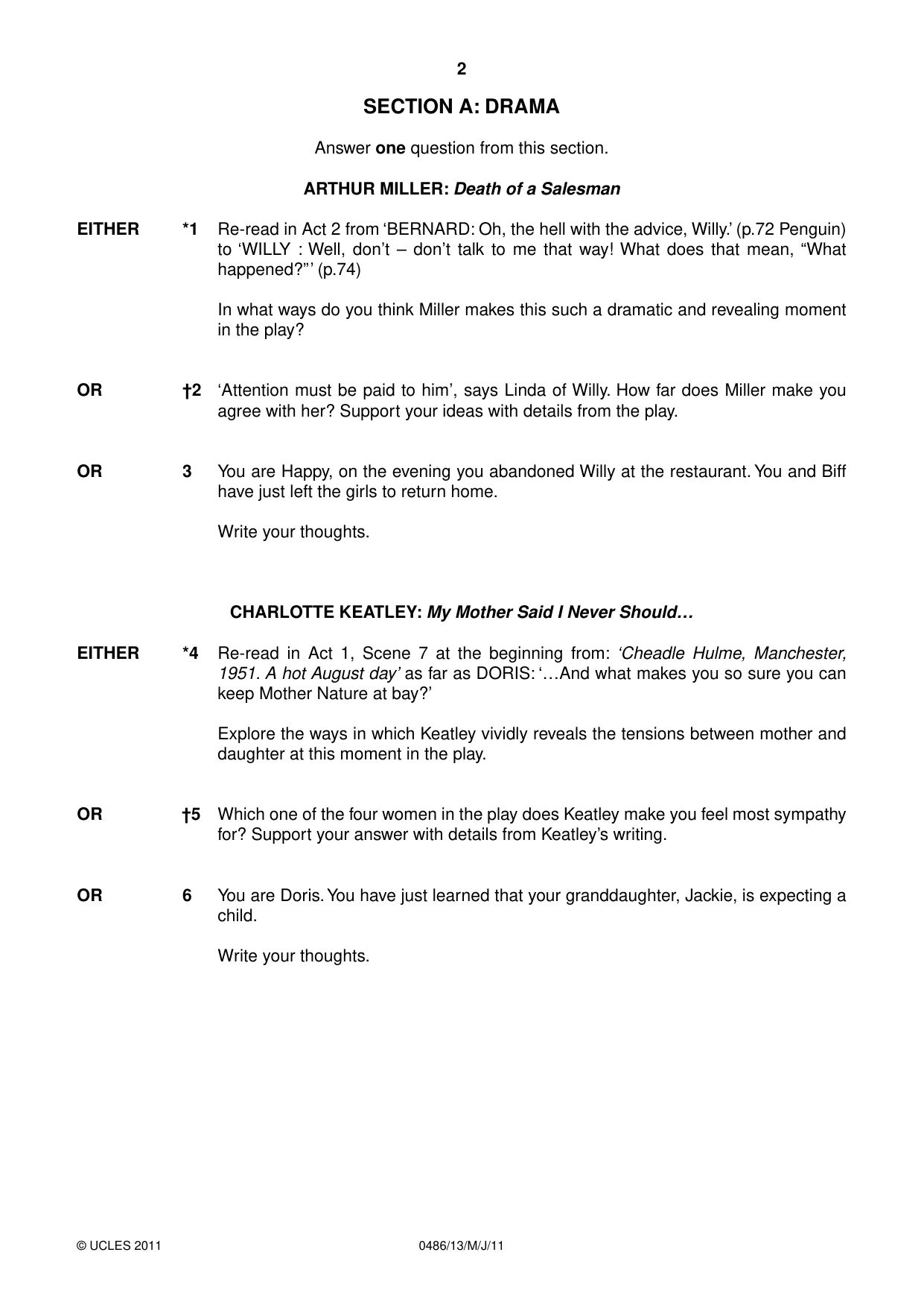 Cambridge IGCSE English - Literature 0486 2011 May/June Paper 1 · Variant 3 question paper, page 2 of 8