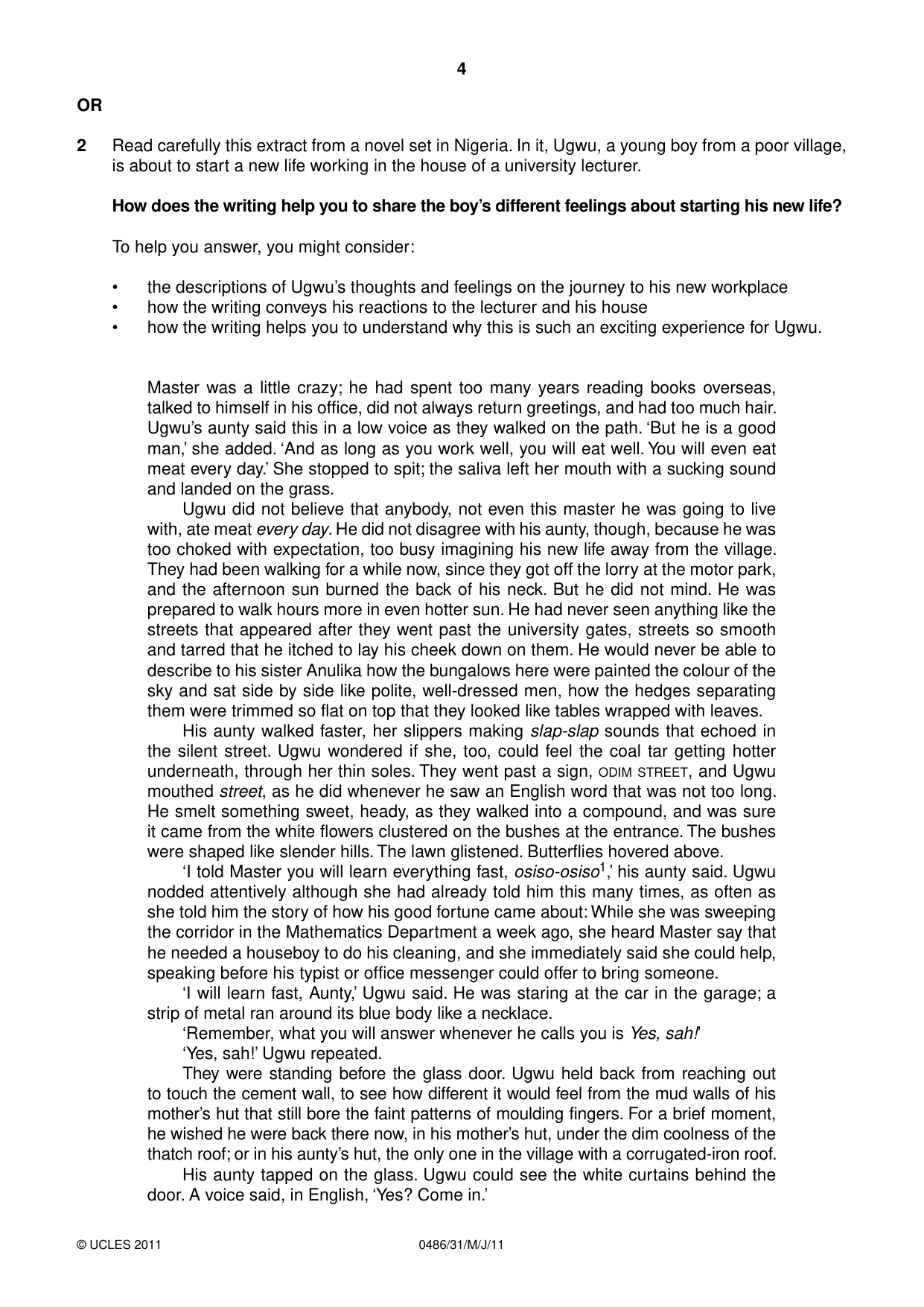 Cambridge IGCSE English - Literature 0486 2011 May/June Paper 3 · Variant 1 question paper, page 4 of 8
