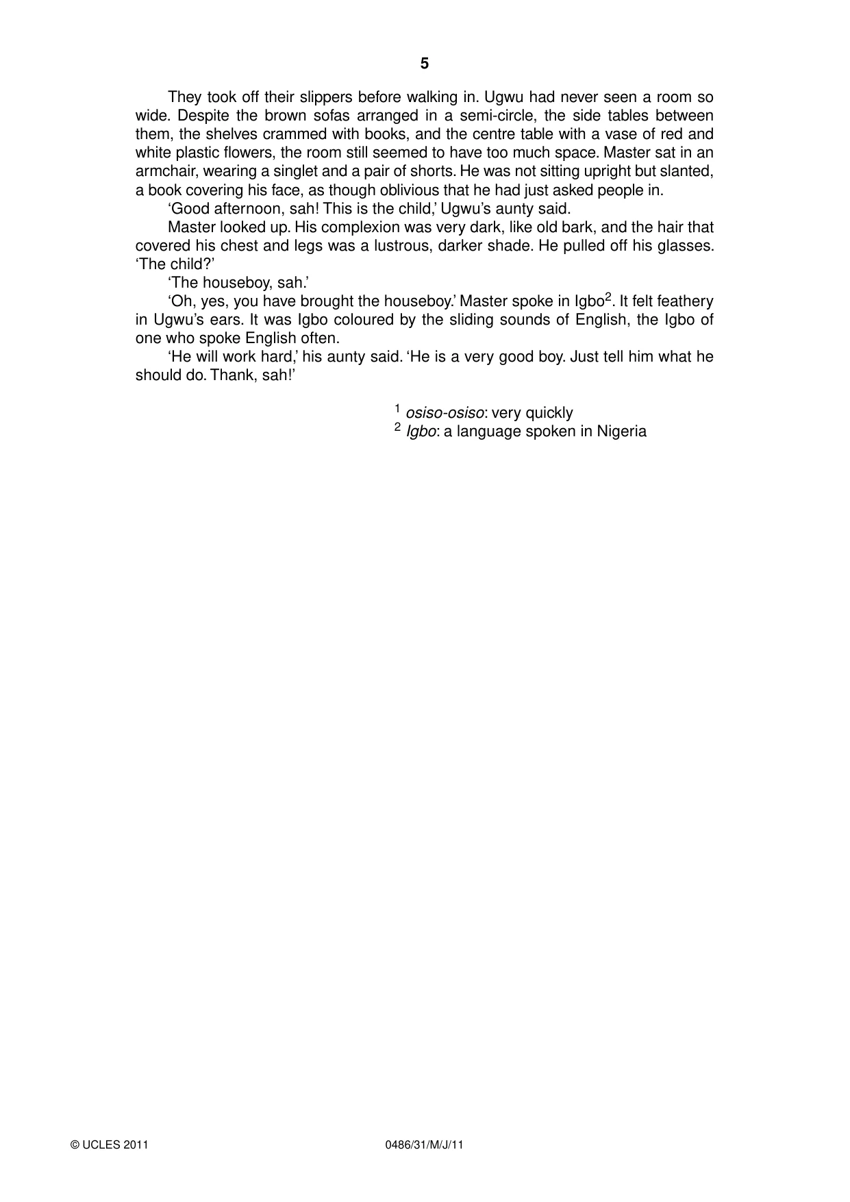 Cambridge IGCSE English - Literature 0486 2011 May/June Paper 3 · Variant 1 question paper, page 5 of 8