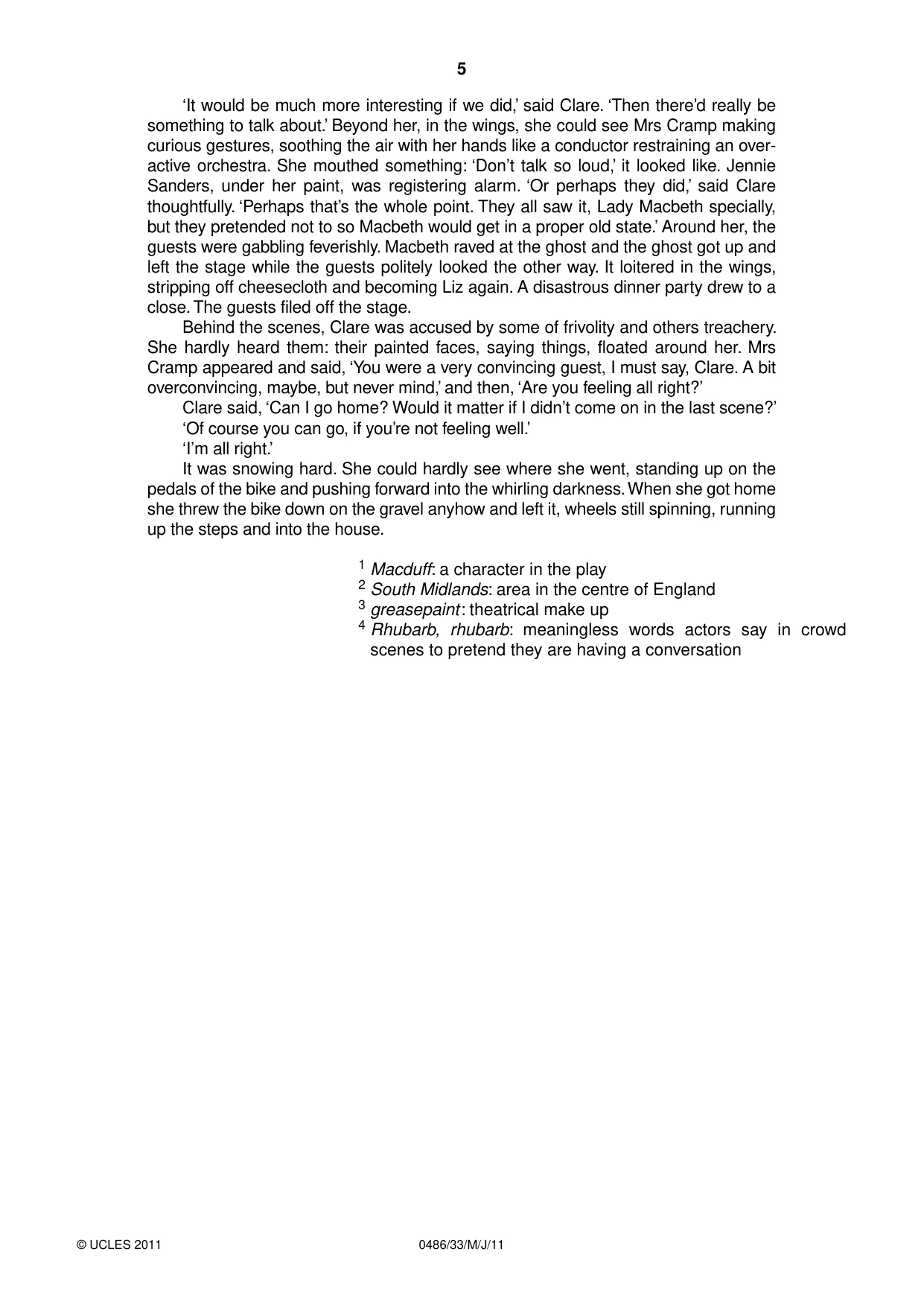 Cambridge IGCSE English - Literature 0486 2011 May/June Paper 3 · Variant 3 question paper, page 5 of 8