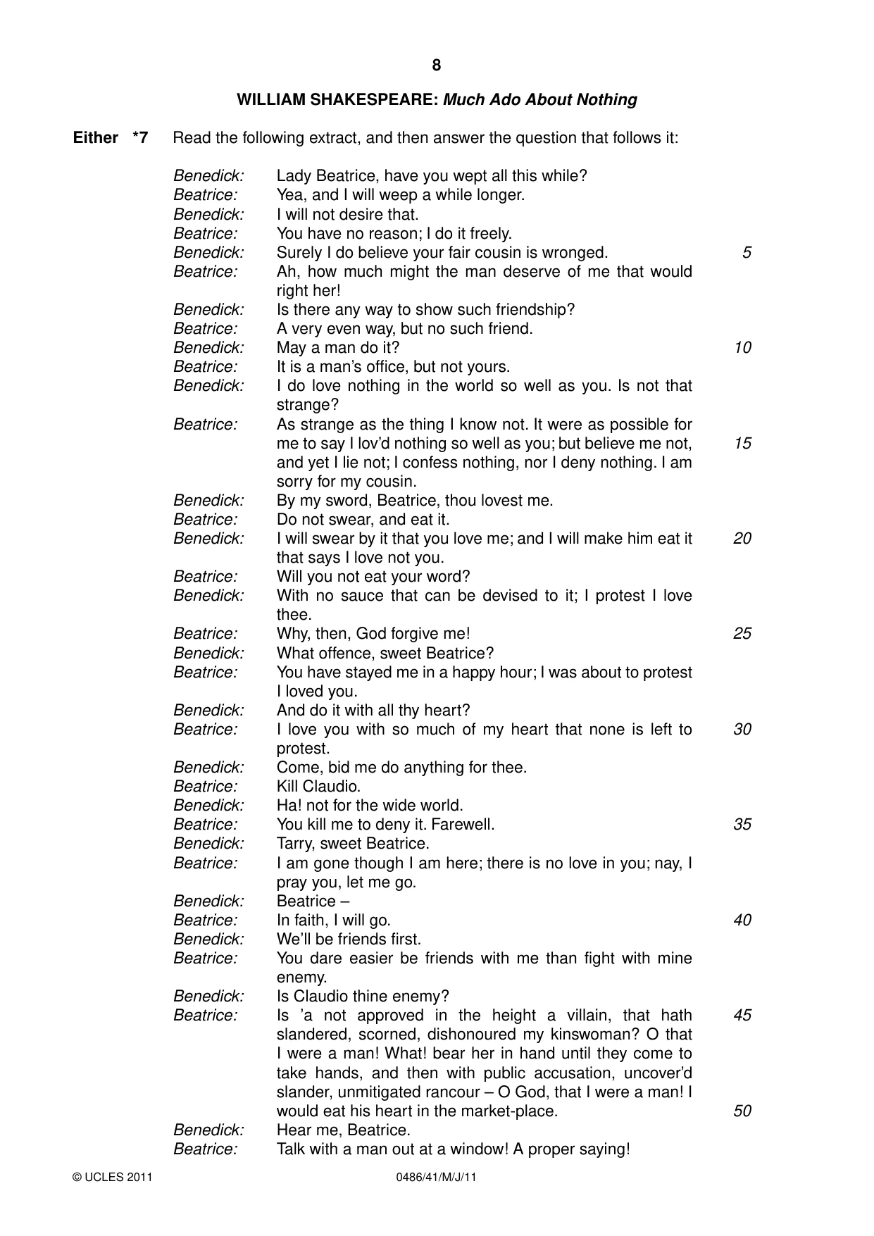 Cambridge IGCSE English - Literature 0486 2011 May/June Paper 4 · Variant 1 question paper, page 8 of 28