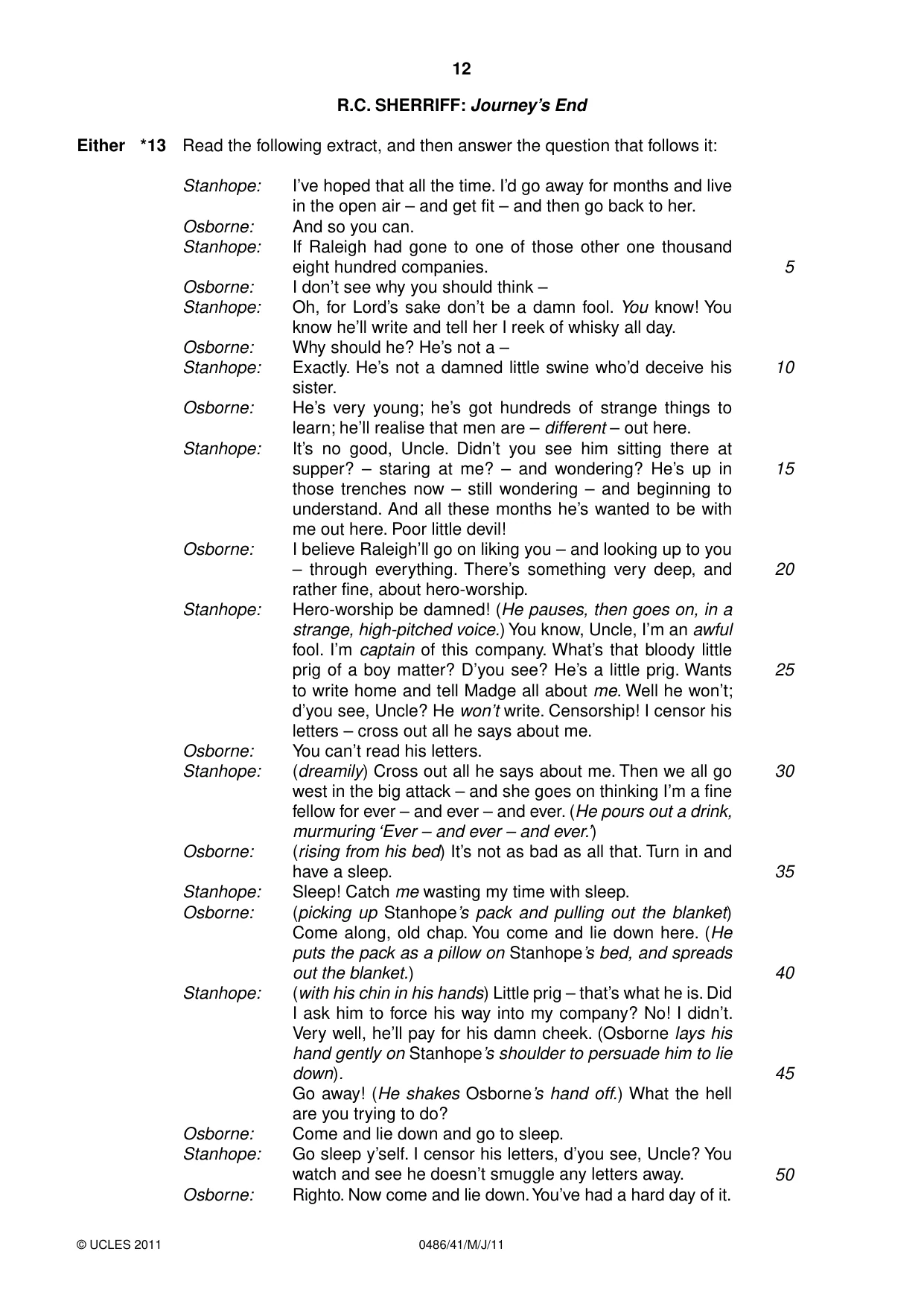 Cambridge IGCSE English - Literature 0486 2011 May/June Paper 4 · Variant 1 question paper, page 12 of 28
