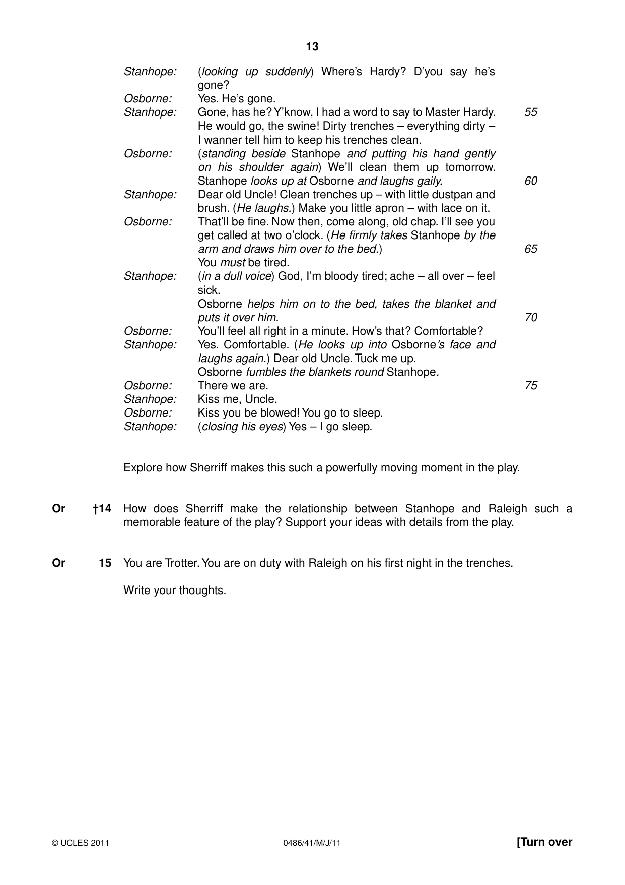 Cambridge IGCSE English - Literature 0486 2011 May/June Paper 4 · Variant 1 question paper, page 13 of 28