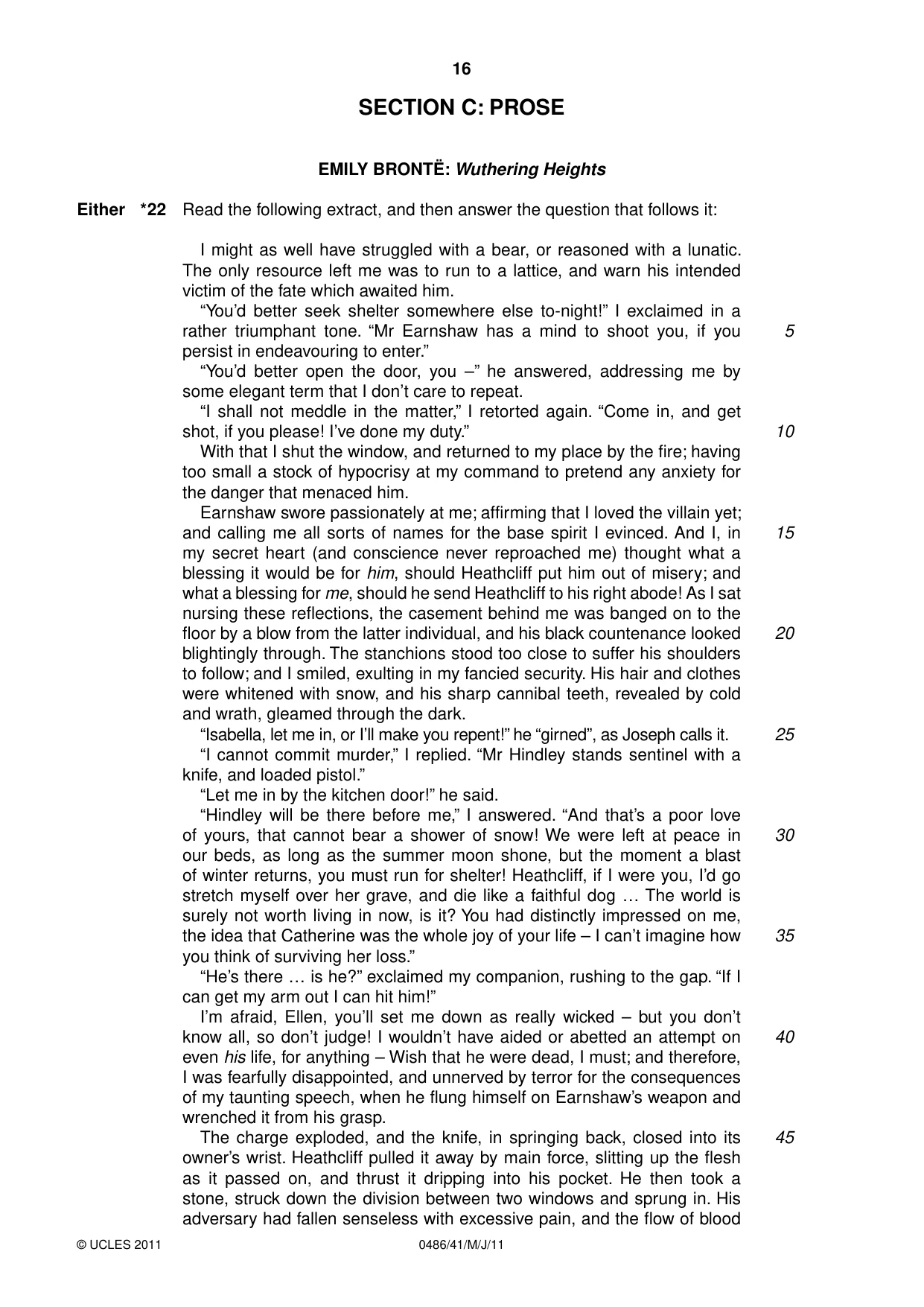Cambridge IGCSE English - Literature 0486 2011 May/June Paper 4 · Variant 1 question paper, page 16 of 28