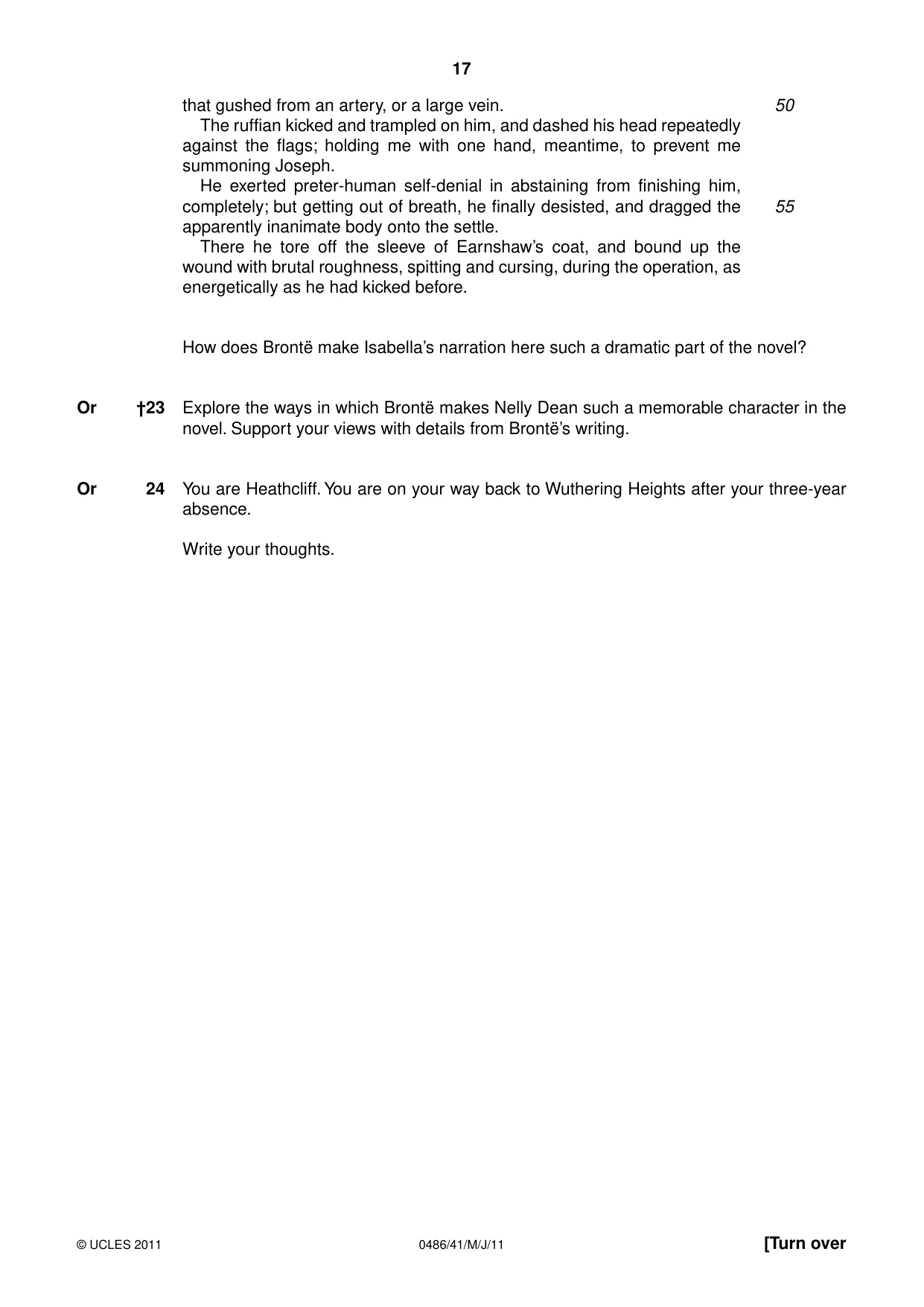 Cambridge IGCSE English - Literature 0486 2011 May/June Paper 4 · Variant 1 question paper, page 17 of 28