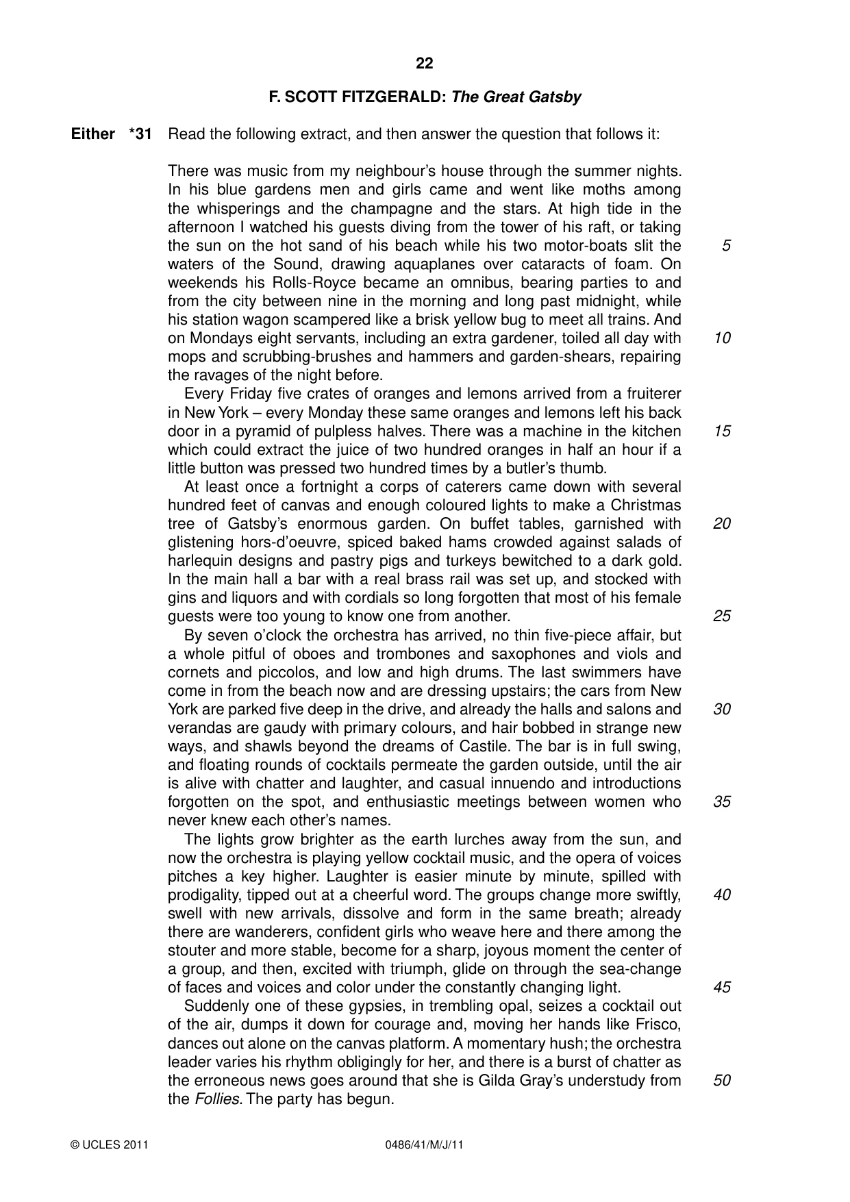 Cambridge IGCSE English - Literature 0486 2011 May/June Paper 4 · Variant 1 question paper, page 22 of 28