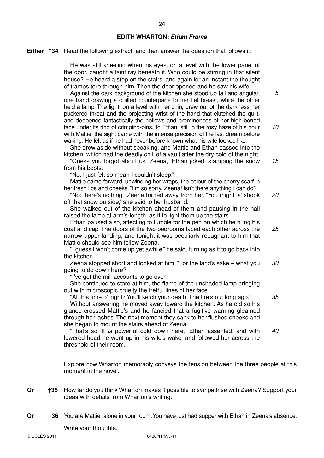 Cambridge IGCSE English - Literature 0486 2011 May/June Paper 4 · Variant 1 question paper, page 24 of 28
