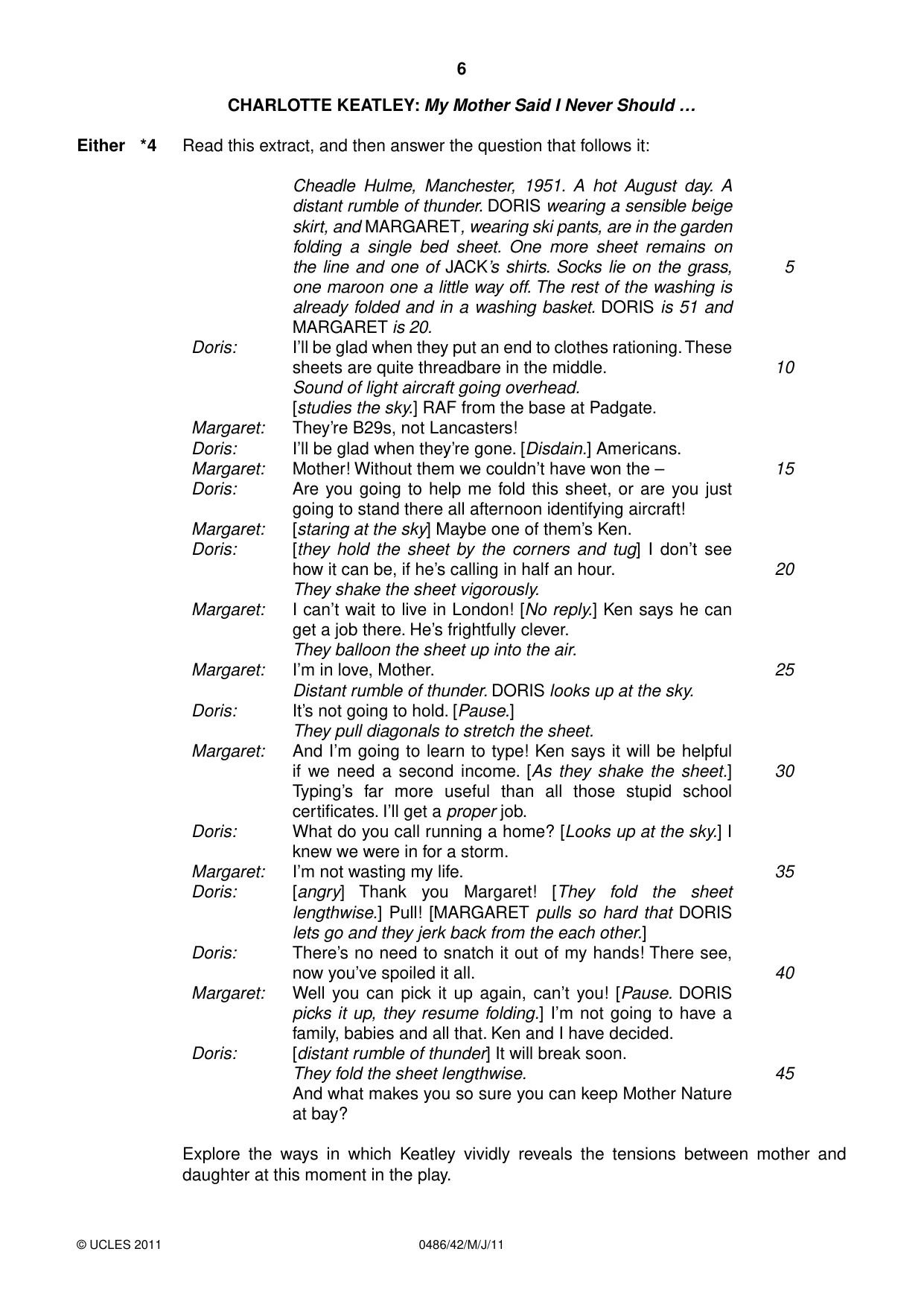 Cambridge IGCSE English - Literature 0486 2011 May/June Paper 4 · Variant 2 question paper, page 6 of 28