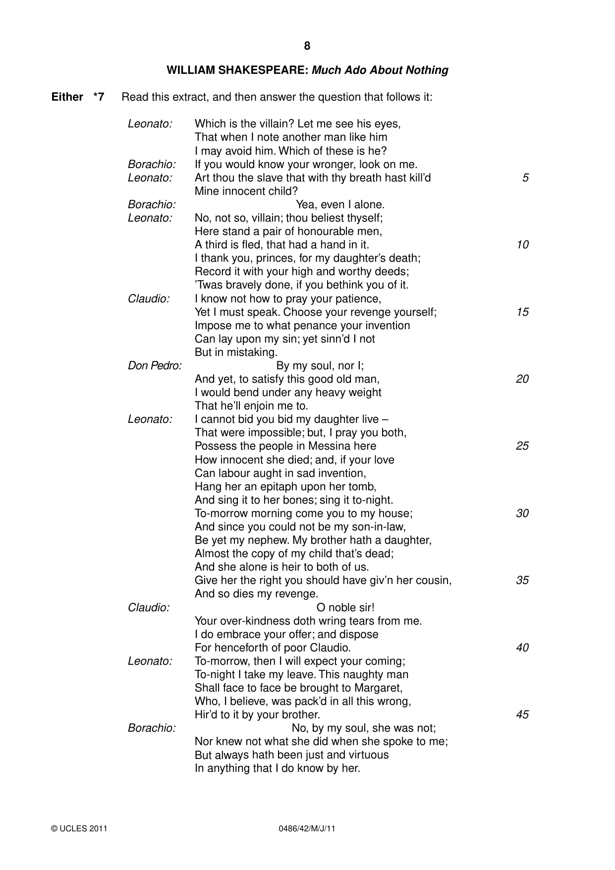 Cambridge IGCSE English - Literature 0486 2011 May/June Paper 4 · Variant 2 question paper, page 8 of 28