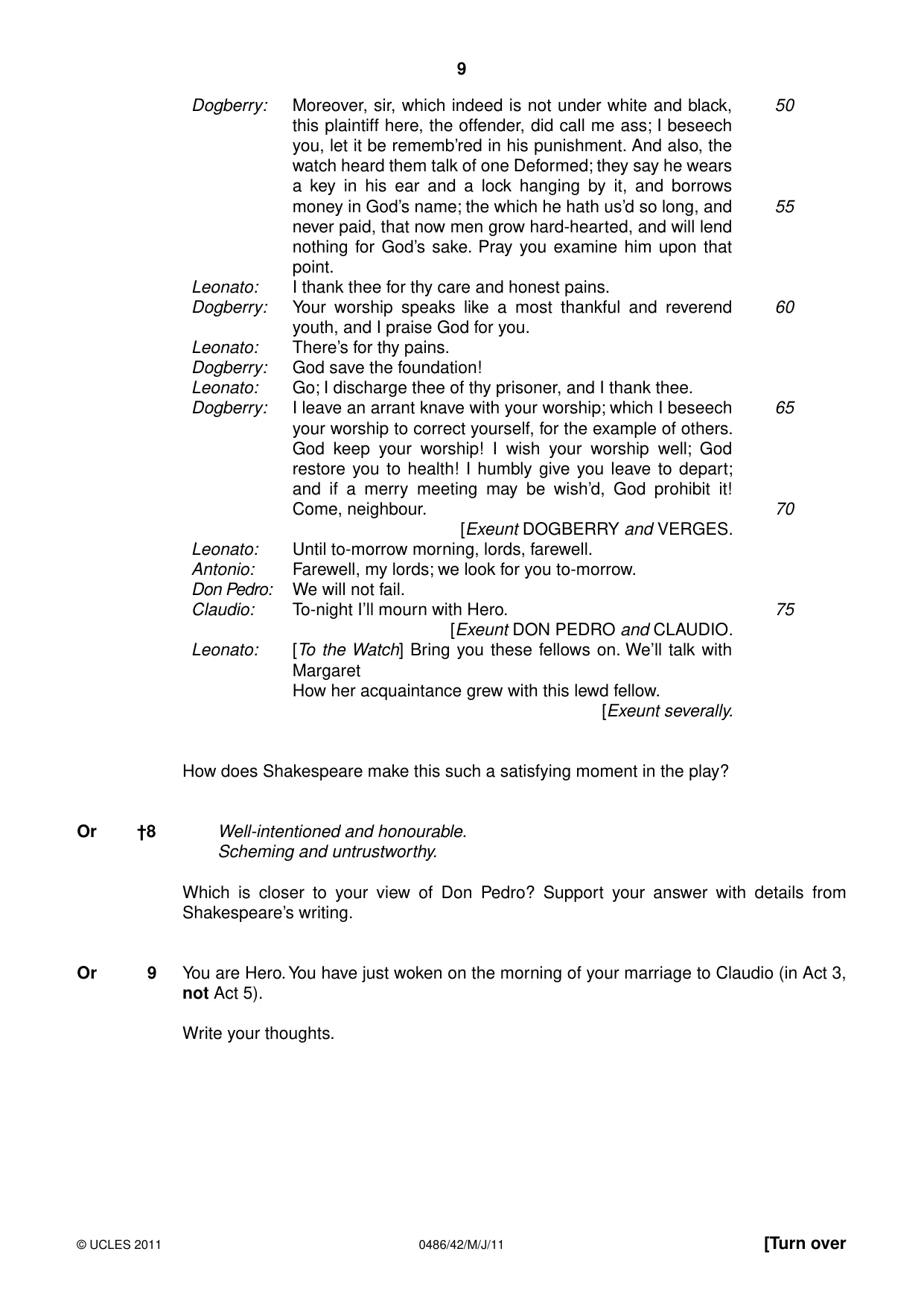 Cambridge IGCSE English - Literature 0486 2011 May/June Paper 4 · Variant 2 question paper, page 9 of 28