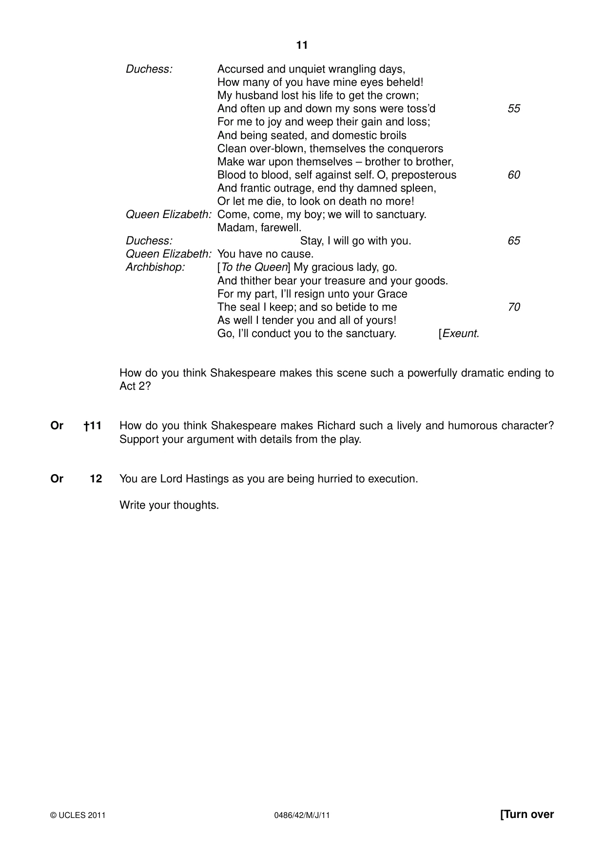 Cambridge IGCSE English - Literature 0486 2011 May/June Paper 4 · Variant 2 question paper, page 11 of 28
