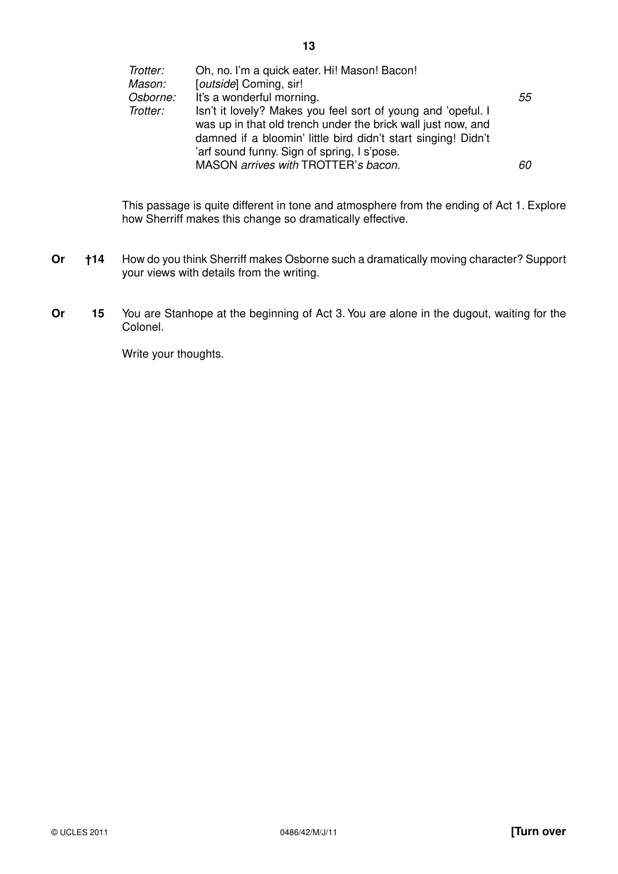 Cambridge IGCSE English - Literature 0486 2011 May/June Paper 4 · Variant 2 question paper, page 13 of 28