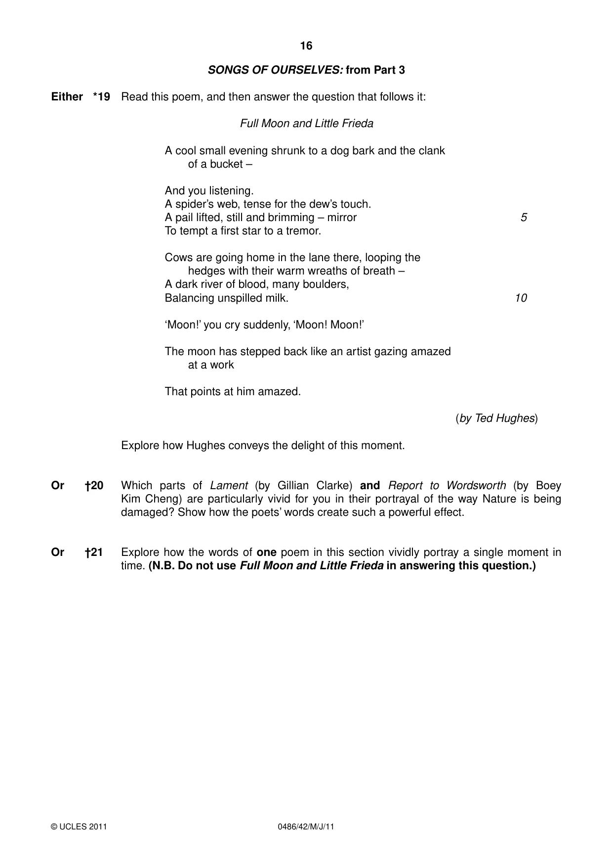 Cambridge IGCSE English - Literature 0486 2011 May/June Paper 4 · Variant 2 question paper, page 16 of 28