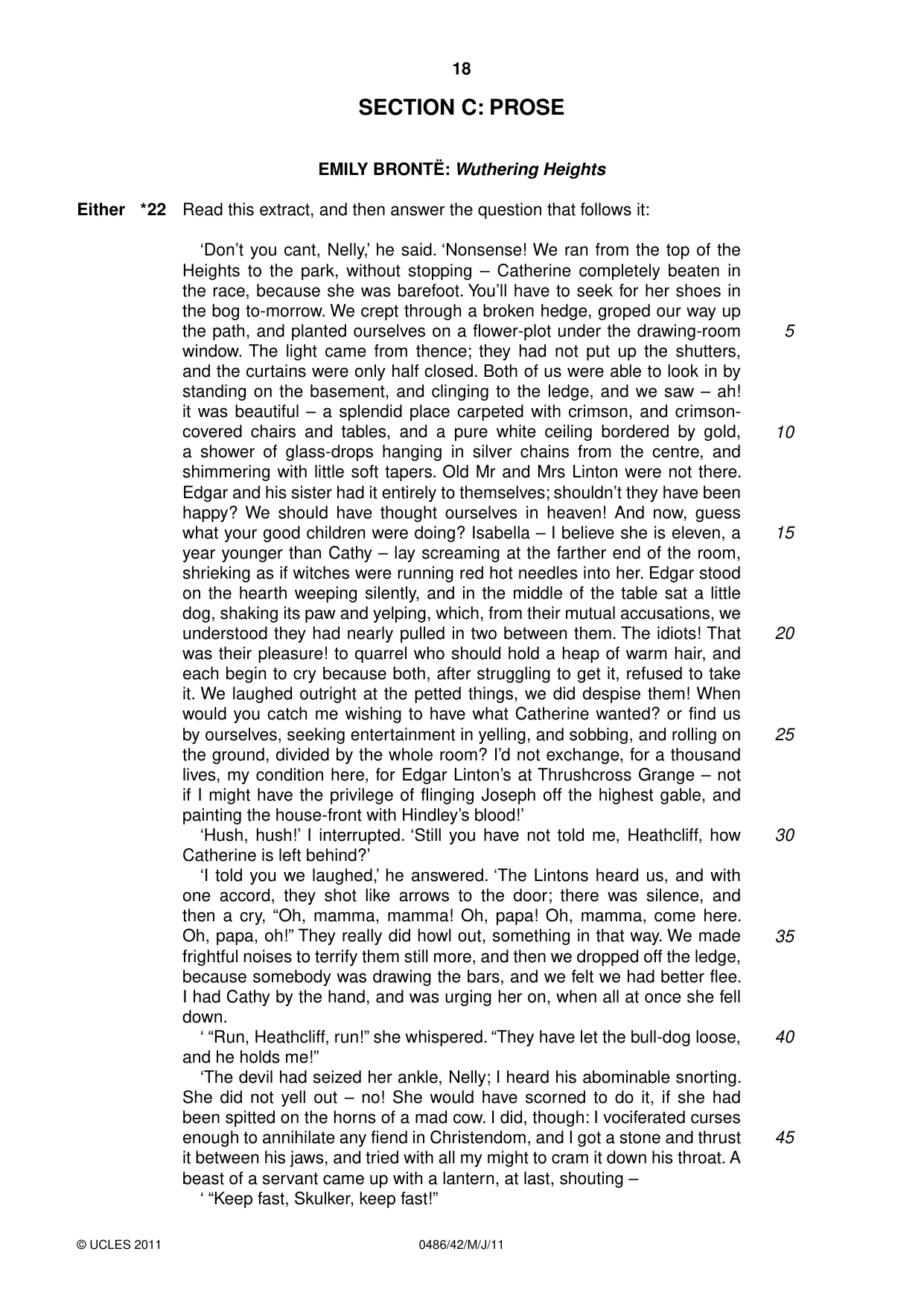 Cambridge IGCSE English - Literature 0486 2011 May/June Paper 4 · Variant 2 question paper, page 18 of 28