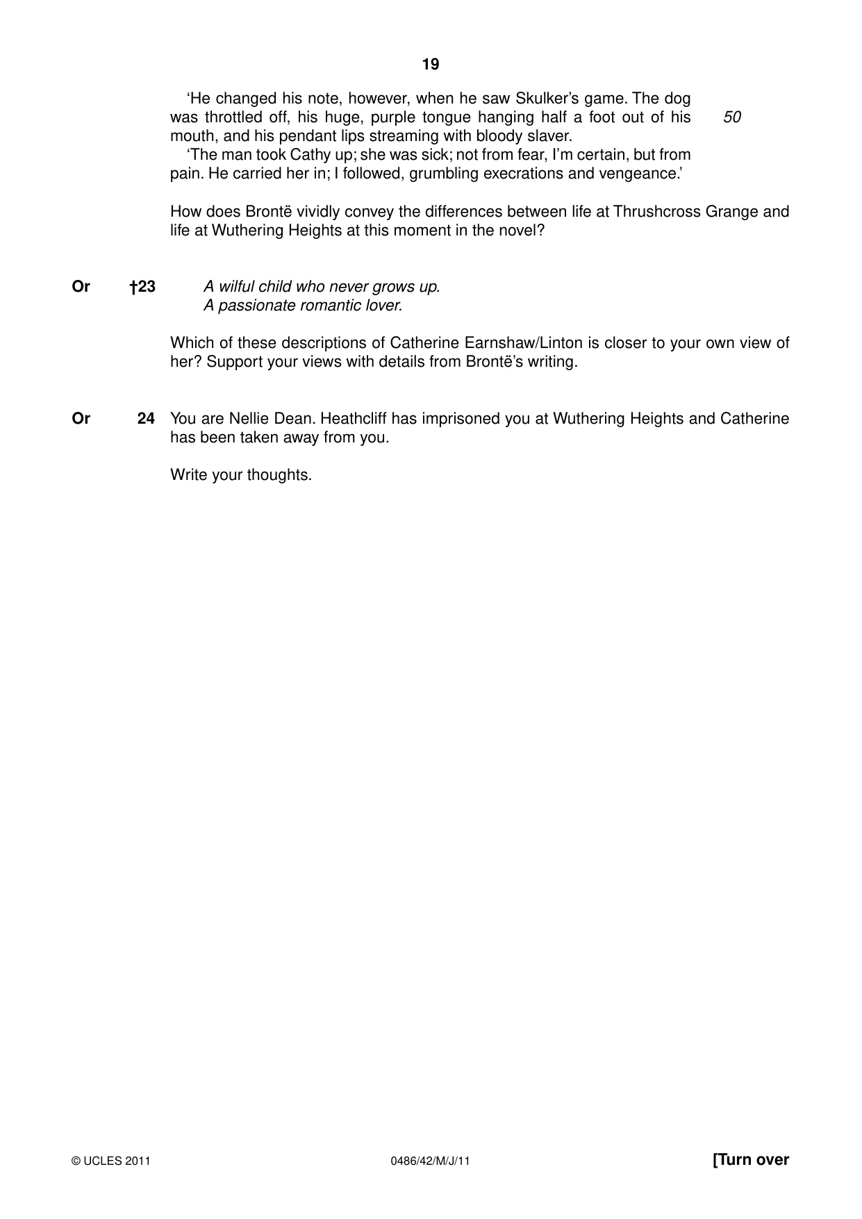 Cambridge IGCSE English - Literature 0486 2011 May/June Paper 4 · Variant 2 question paper, page 19 of 28