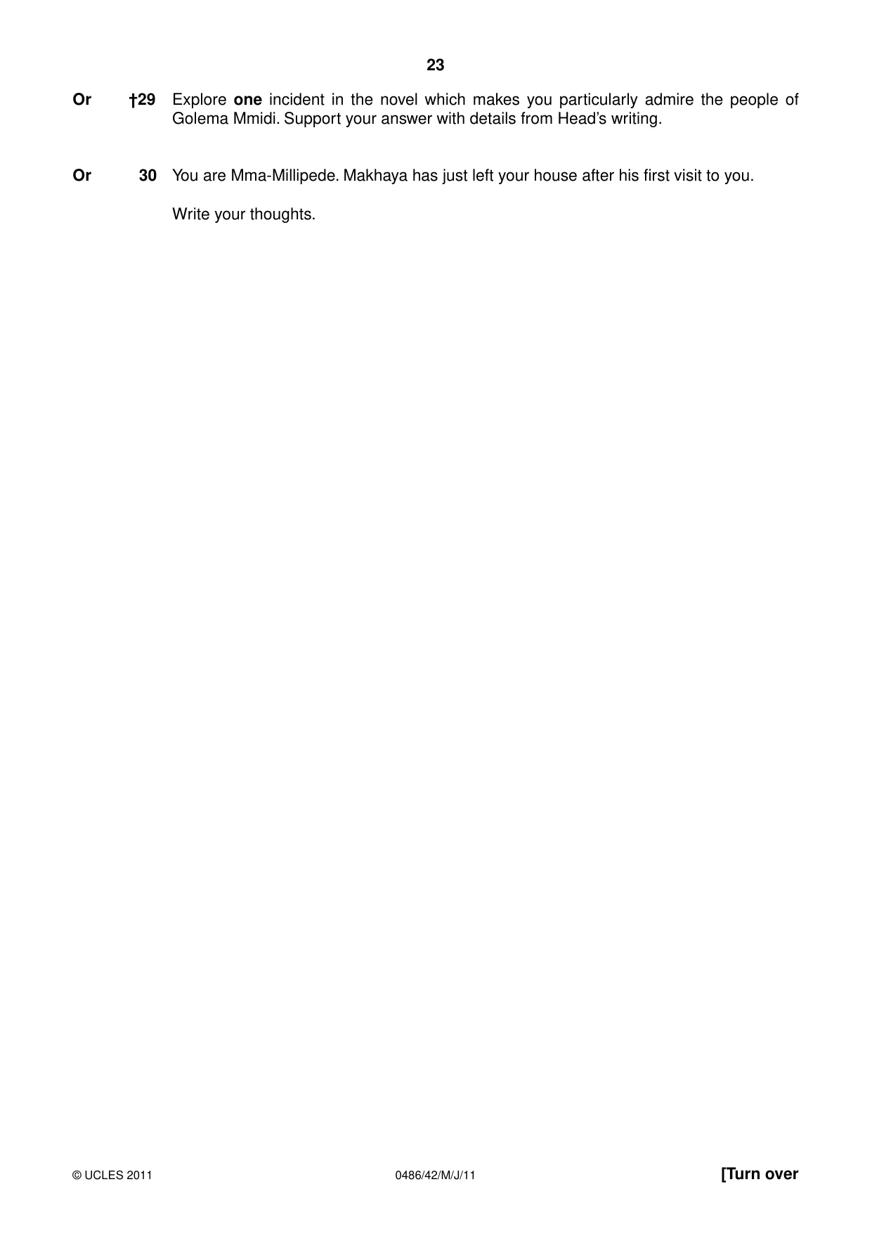 Cambridge IGCSE English - Literature 0486 2011 May/June Paper 4 · Variant 2 question paper, page 23 of 28