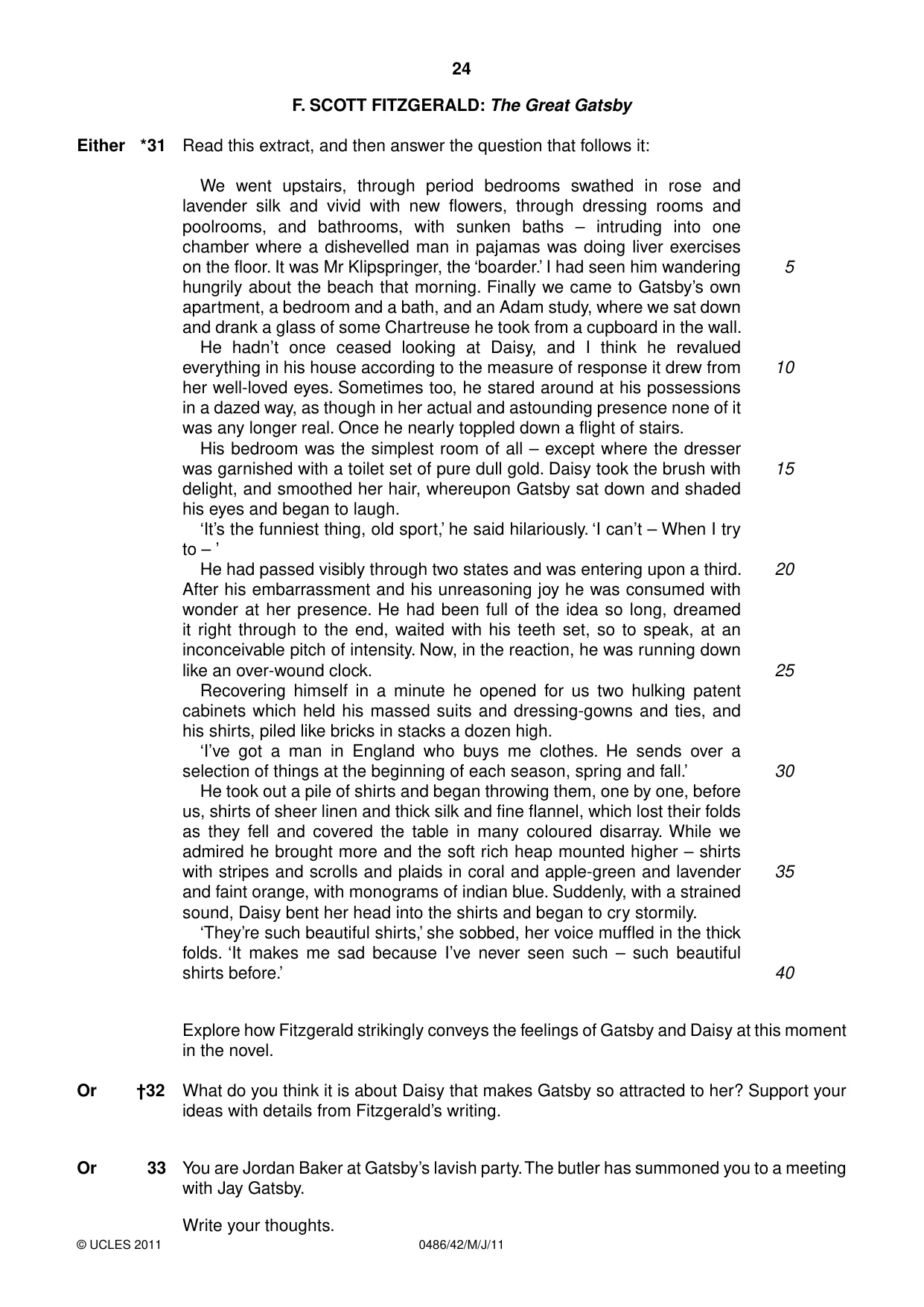 Cambridge IGCSE English - Literature 0486 2011 May/June Paper 4 · Variant 2 question paper, page 24 of 28