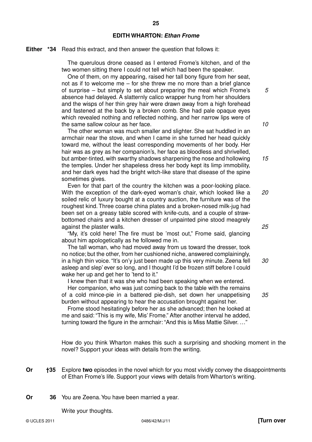 Cambridge IGCSE English - Literature 0486 2011 May/June Paper 4 · Variant 2 question paper, page 25 of 28