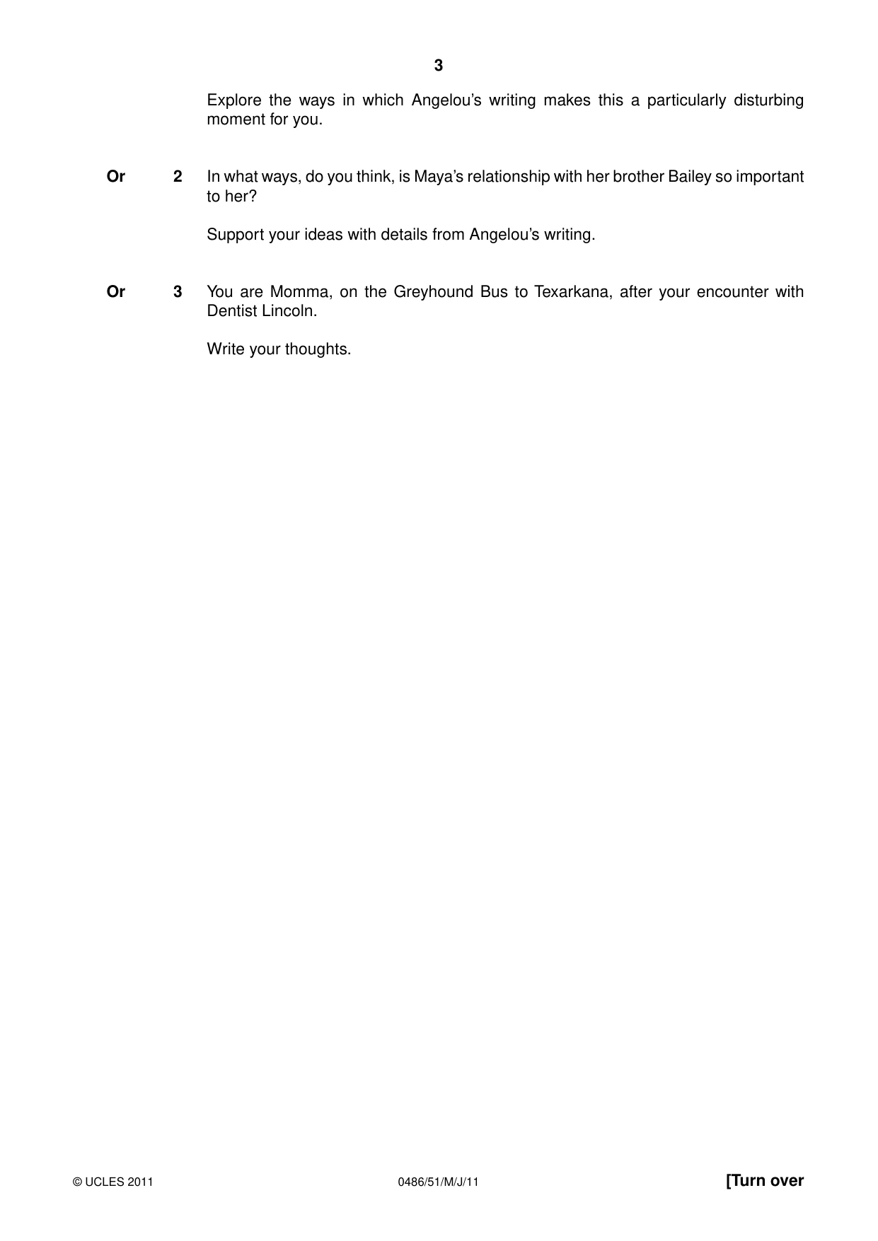Cambridge IGCSE English - Literature 0486 2011 May/June Paper 5 · Variant 1 question paper, page 3 of 16