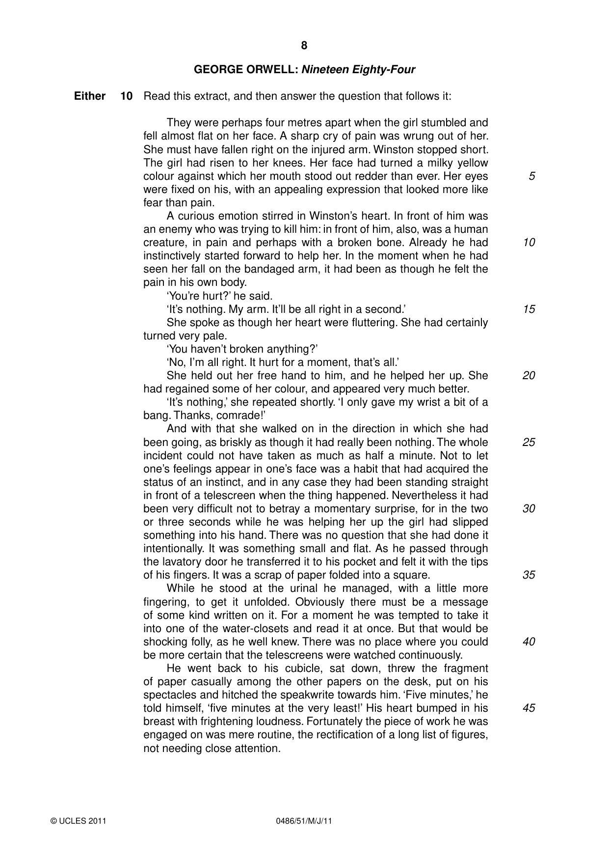 Cambridge IGCSE English - Literature 0486 2011 May/June Paper 5 · Variant 1 question paper, page 8 of 16