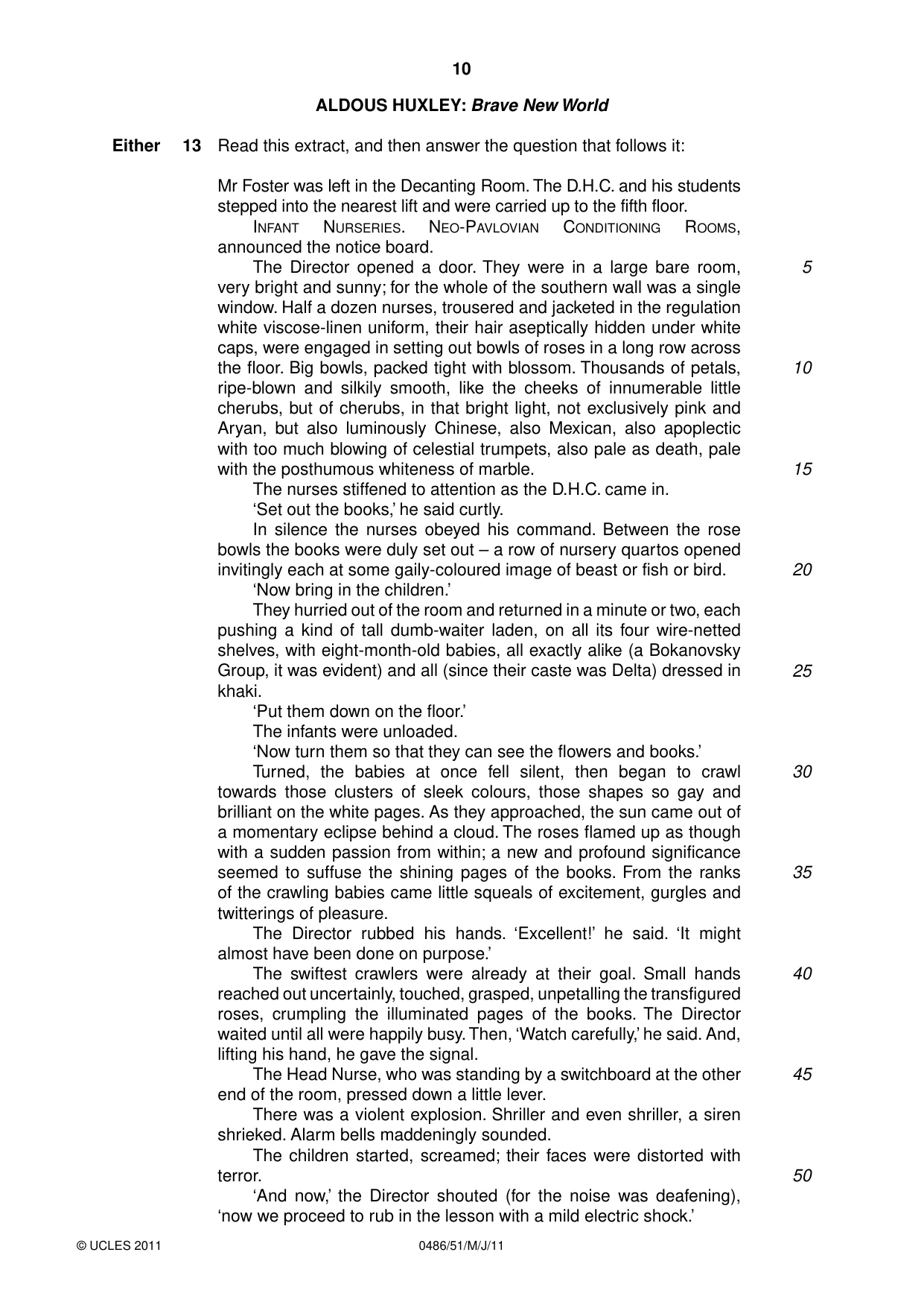 Cambridge IGCSE English - Literature 0486 2011 May/June Paper 5 · Variant 1 question paper, page 10 of 16