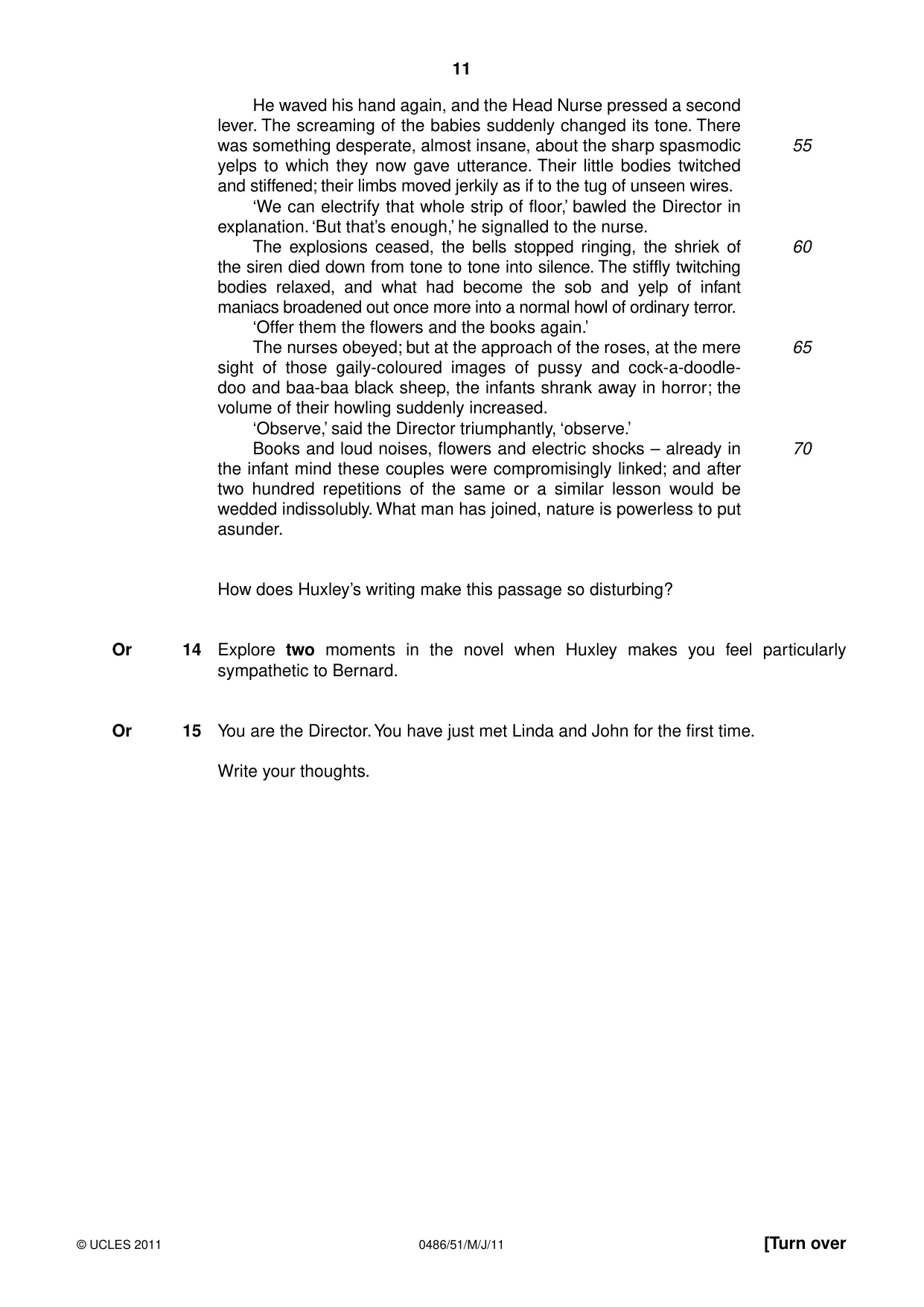 Cambridge IGCSE English - Literature 0486 2011 May/June Paper 5 · Variant 1 question paper, page 11 of 16
