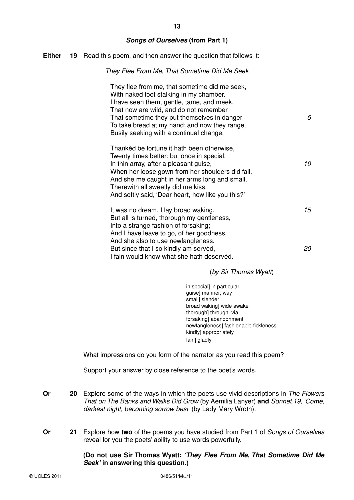 Cambridge IGCSE English - Literature 0486 2011 May/June Paper 5 · Variant 1 question paper, page 13 of 16