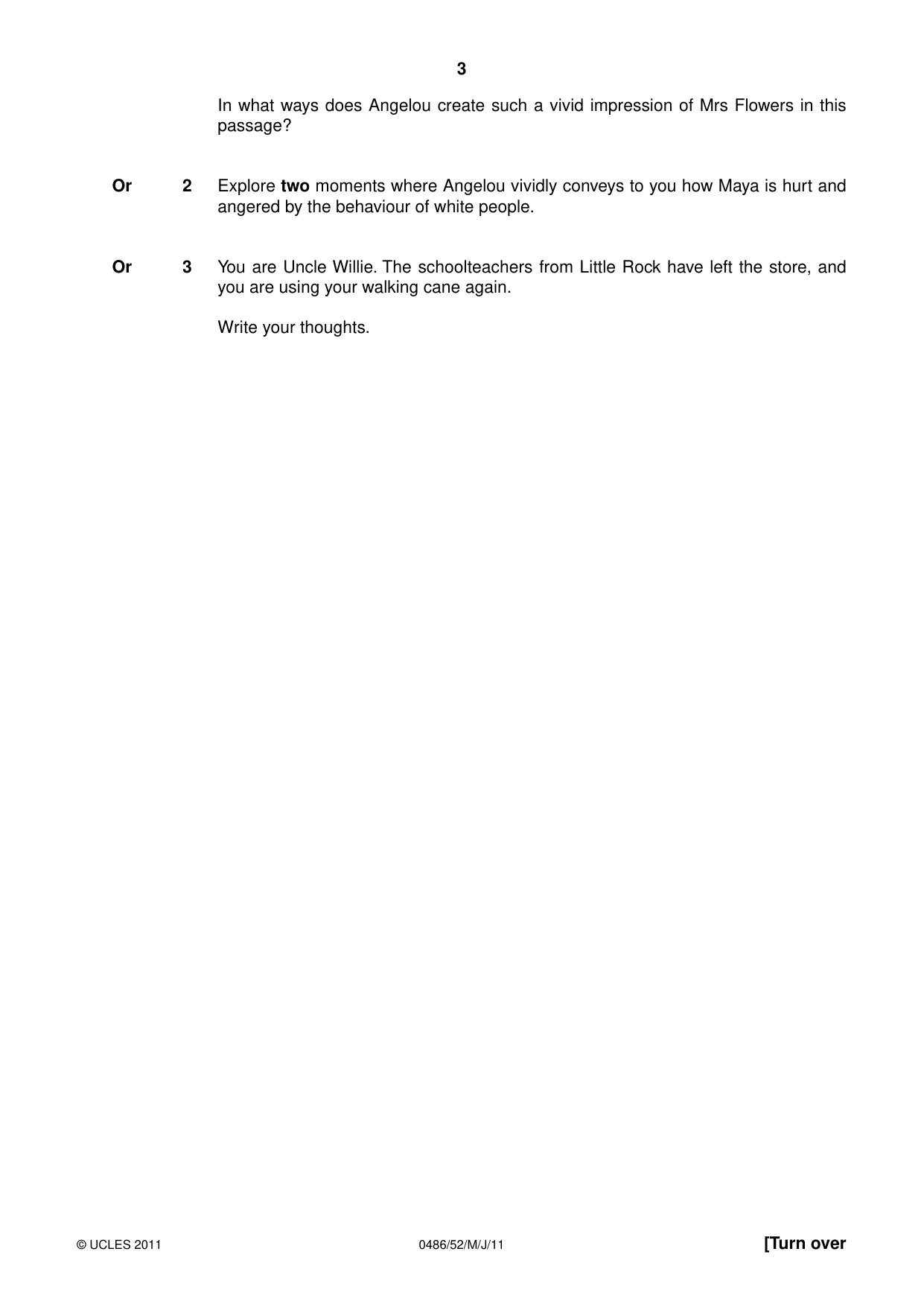 Cambridge IGCSE English - Literature 0486 2011 May/June Paper 5 · Variant 2 question paper, page 3 of 16