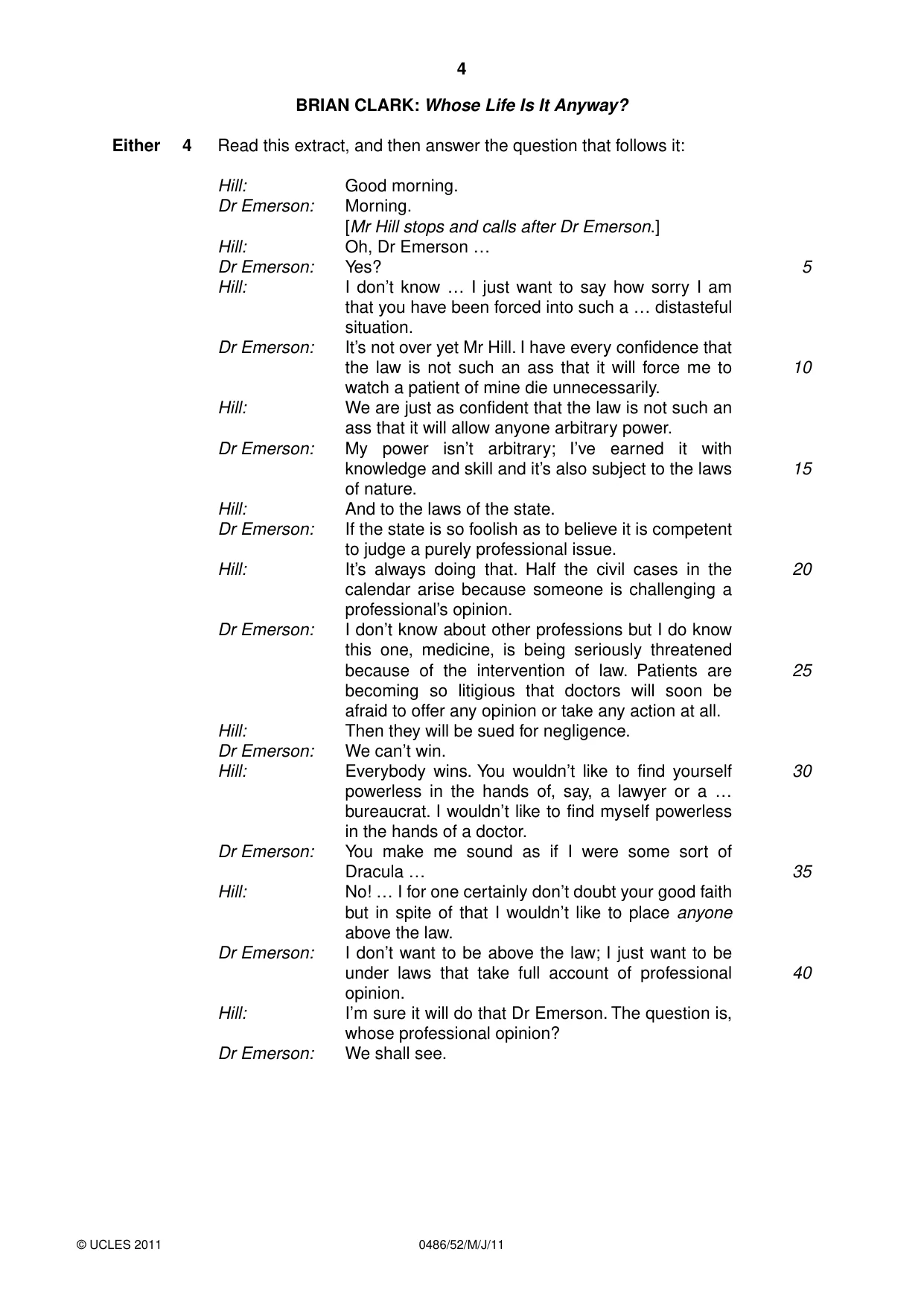 Cambridge IGCSE English - Literature 0486 2011 May/June Paper 5 · Variant 2 question paper, page 4 of 16