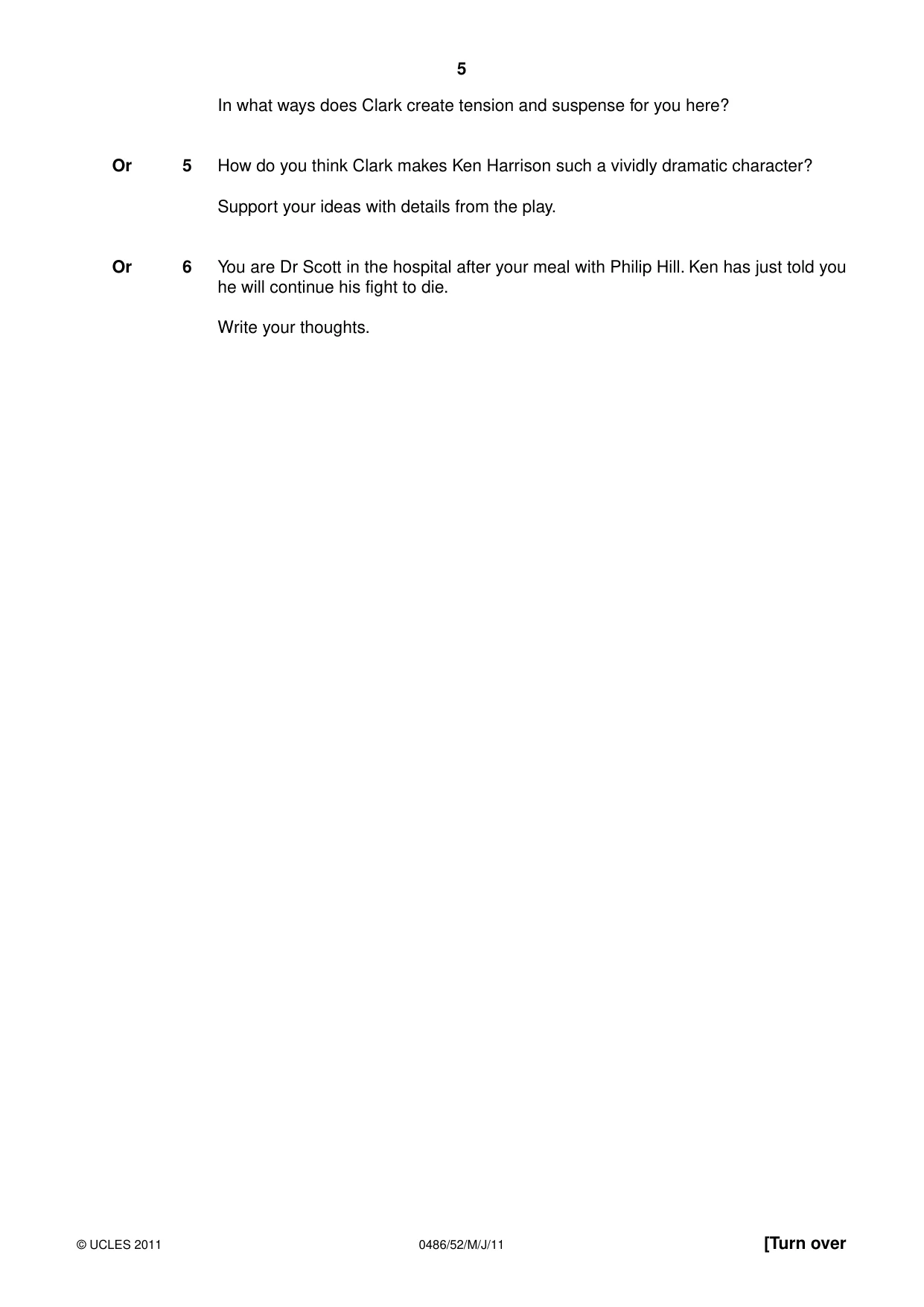 Cambridge IGCSE English - Literature 0486 2011 May/June Paper 5 · Variant 2 question paper, page 5 of 16