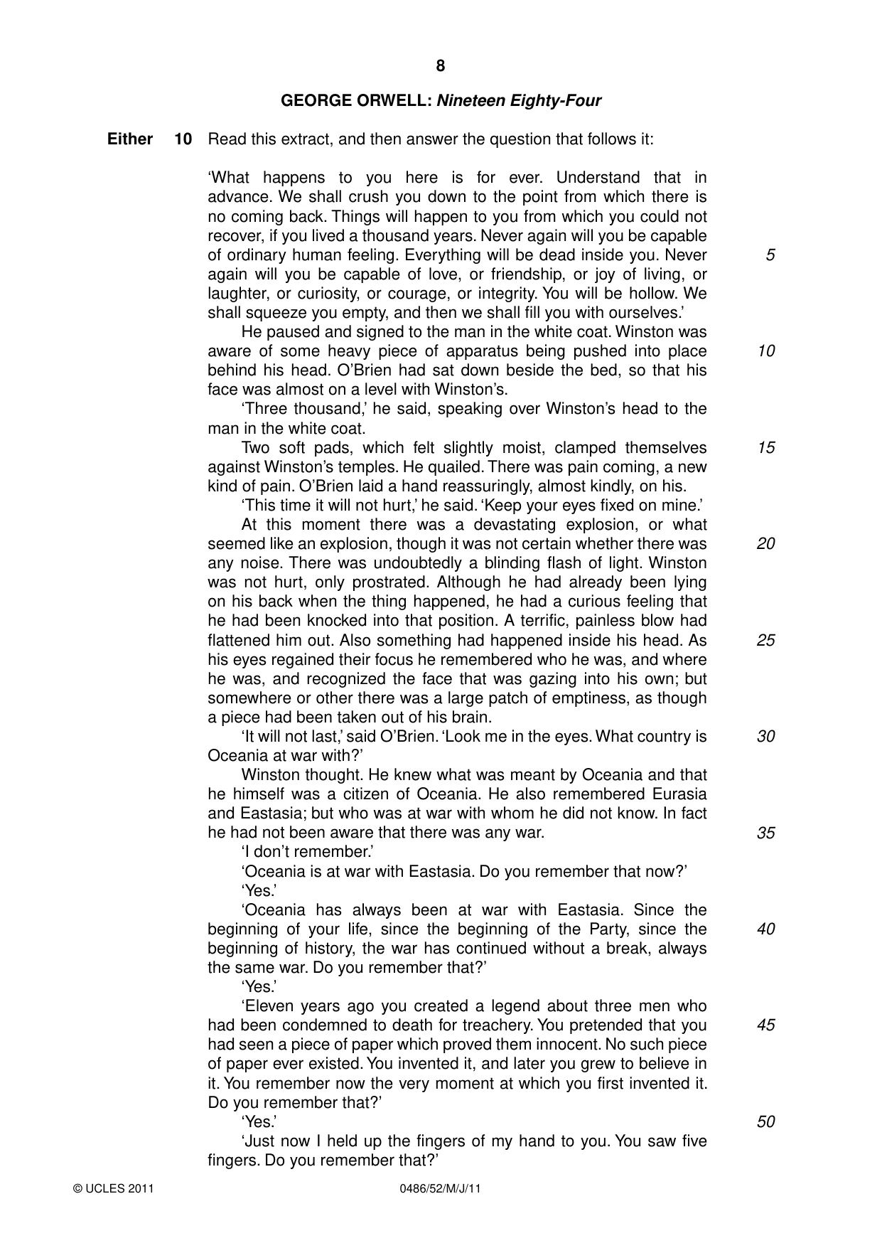 Cambridge IGCSE English - Literature 0486 2011 May/June Paper 5 · Variant 2 question paper, page 8 of 16