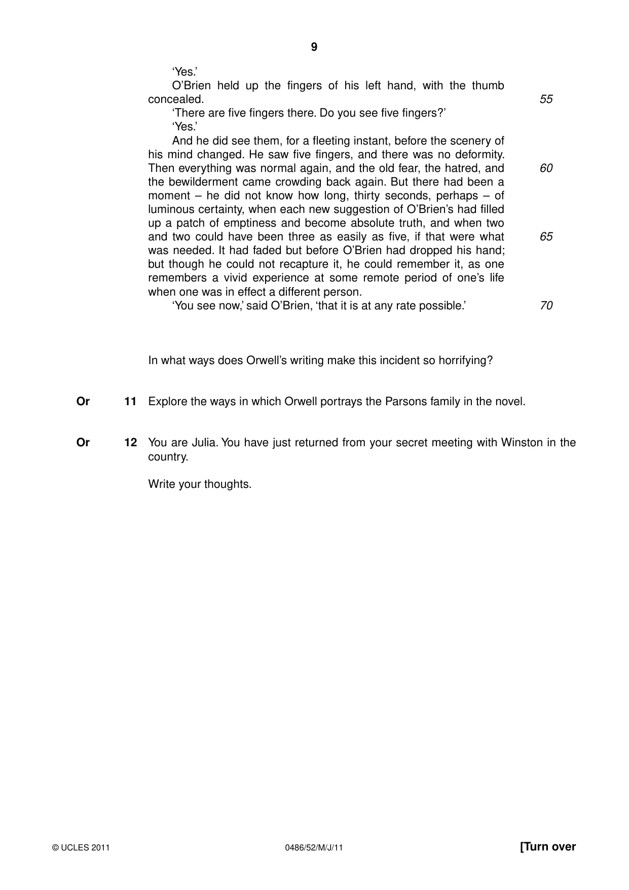 Cambridge IGCSE English - Literature 0486 2011 May/June Paper 5 · Variant 2 question paper, page 9 of 16