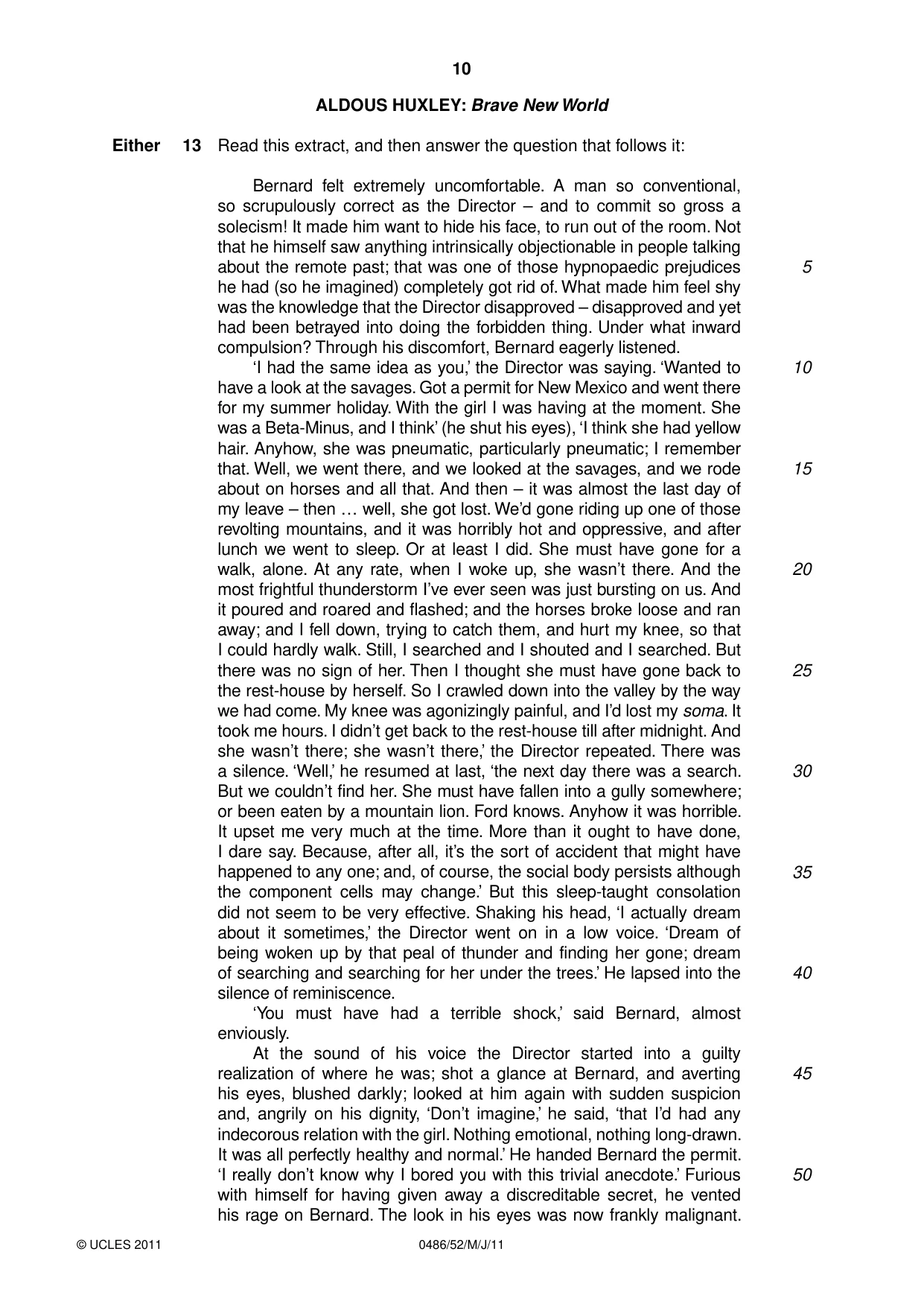Cambridge IGCSE English - Literature 0486 2011 May/June Paper 5 · Variant 2 question paper, page 10 of 16