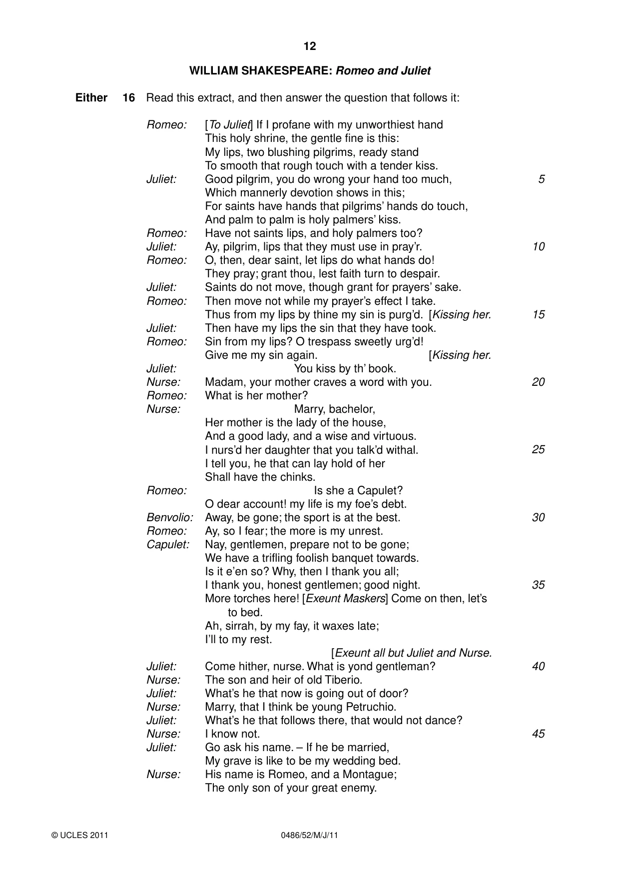 Cambridge IGCSE English - Literature 0486 2011 May/June Paper 5 · Variant 2 question paper, page 12 of 16